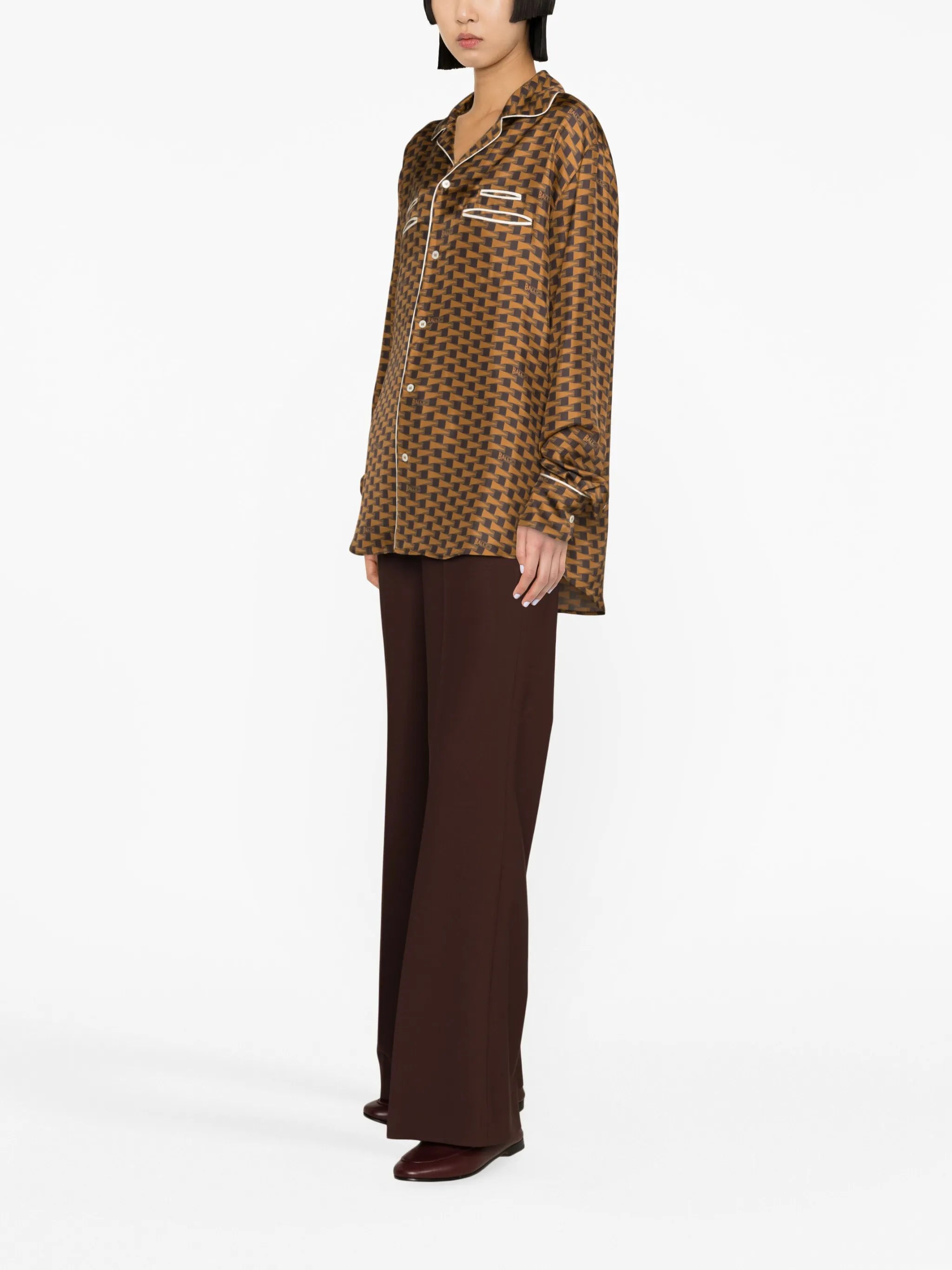 Pennant-print silk shirt