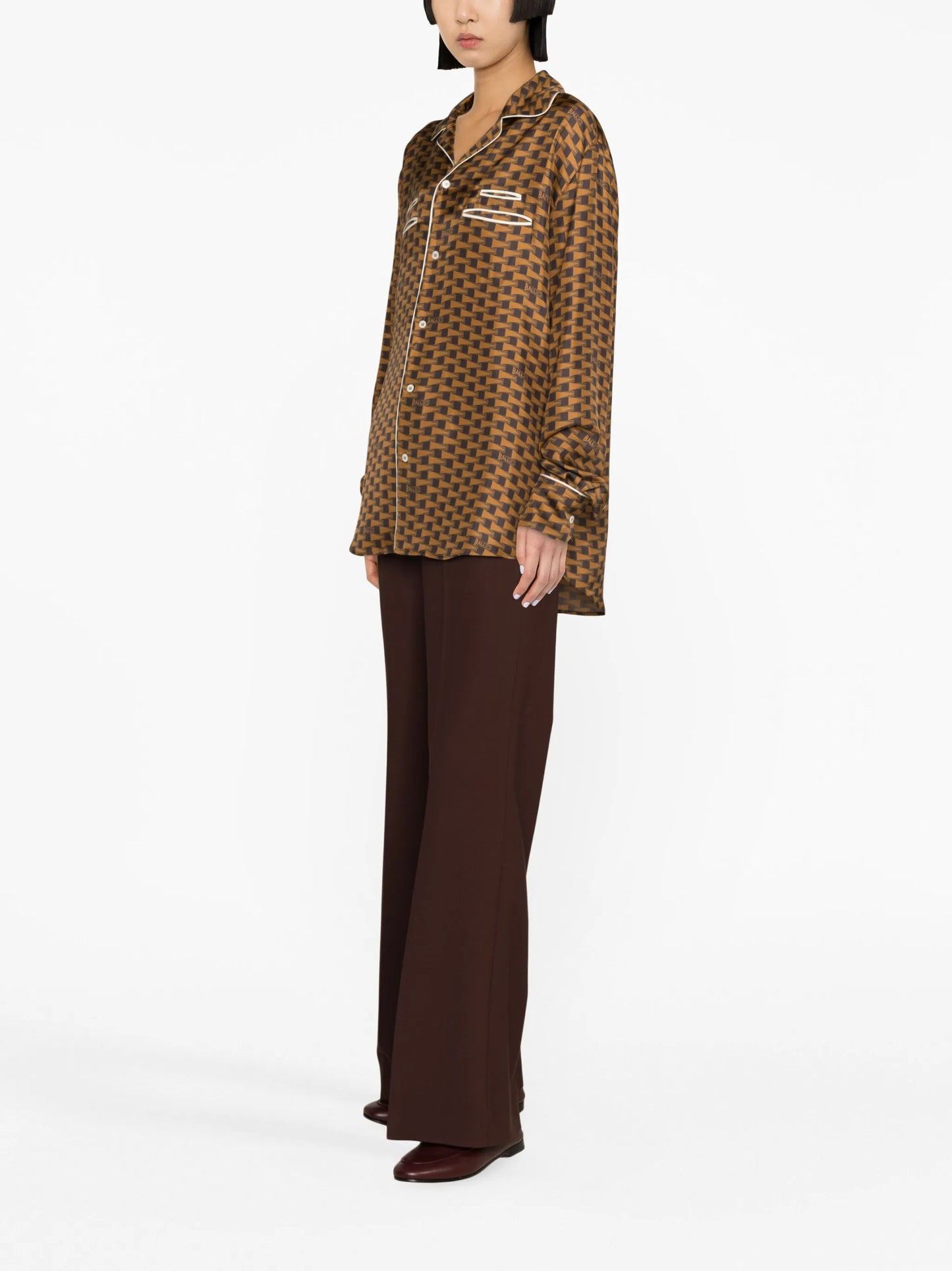 Pennant-print silk shirt
