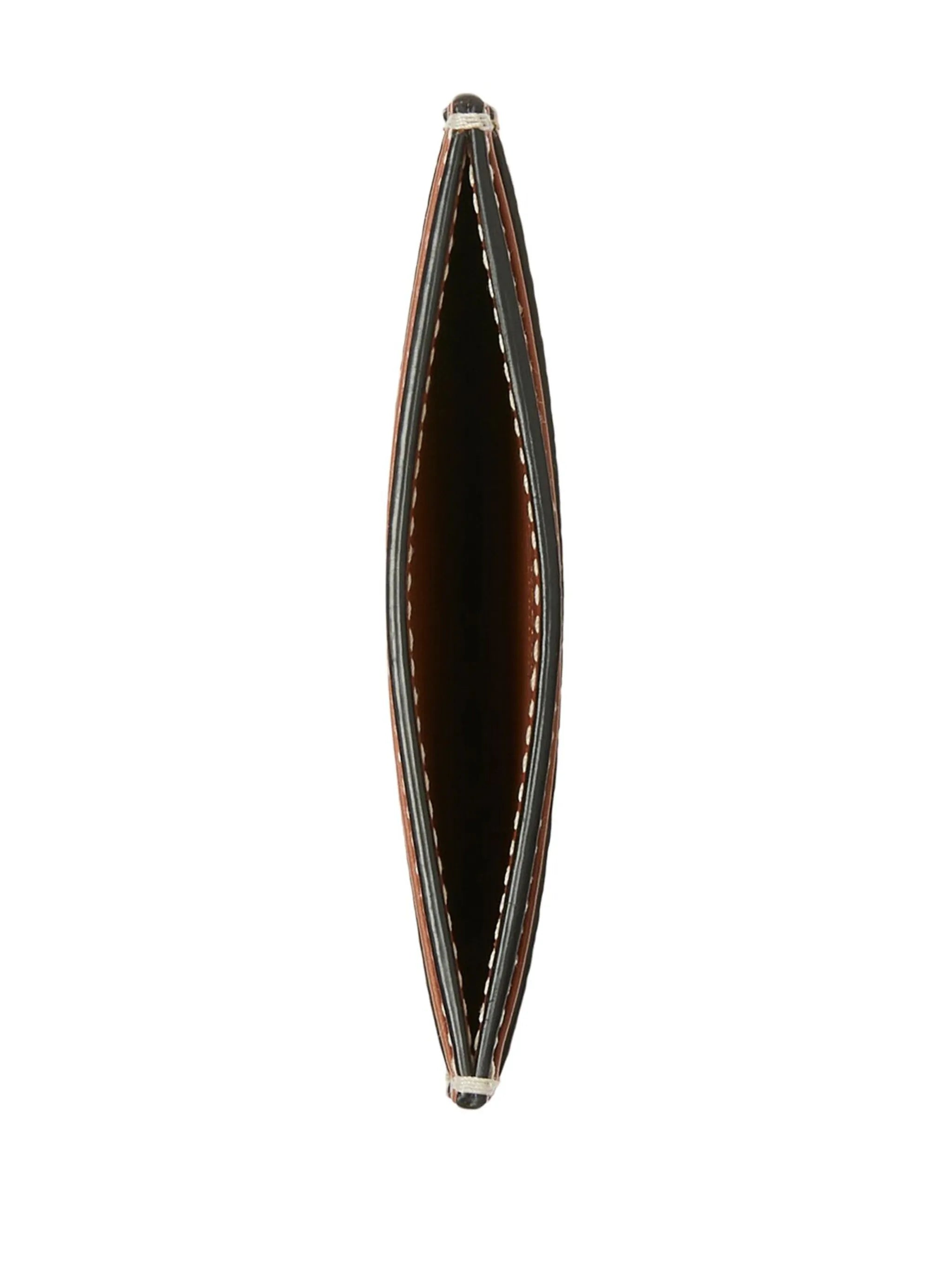 check-print leather card holder
