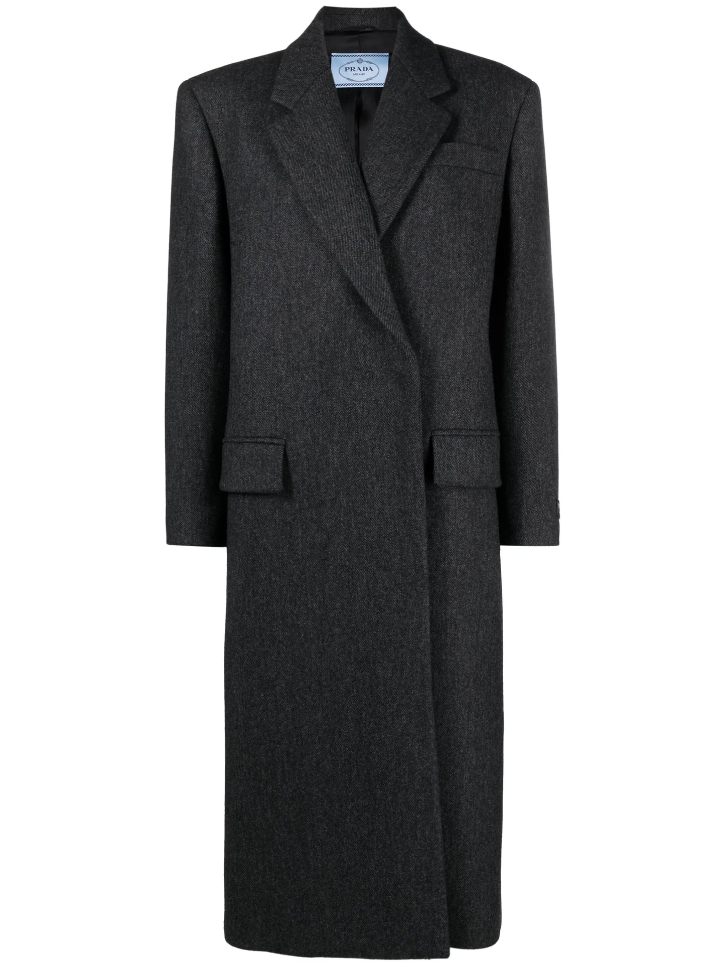 logo-appliqué wool coat