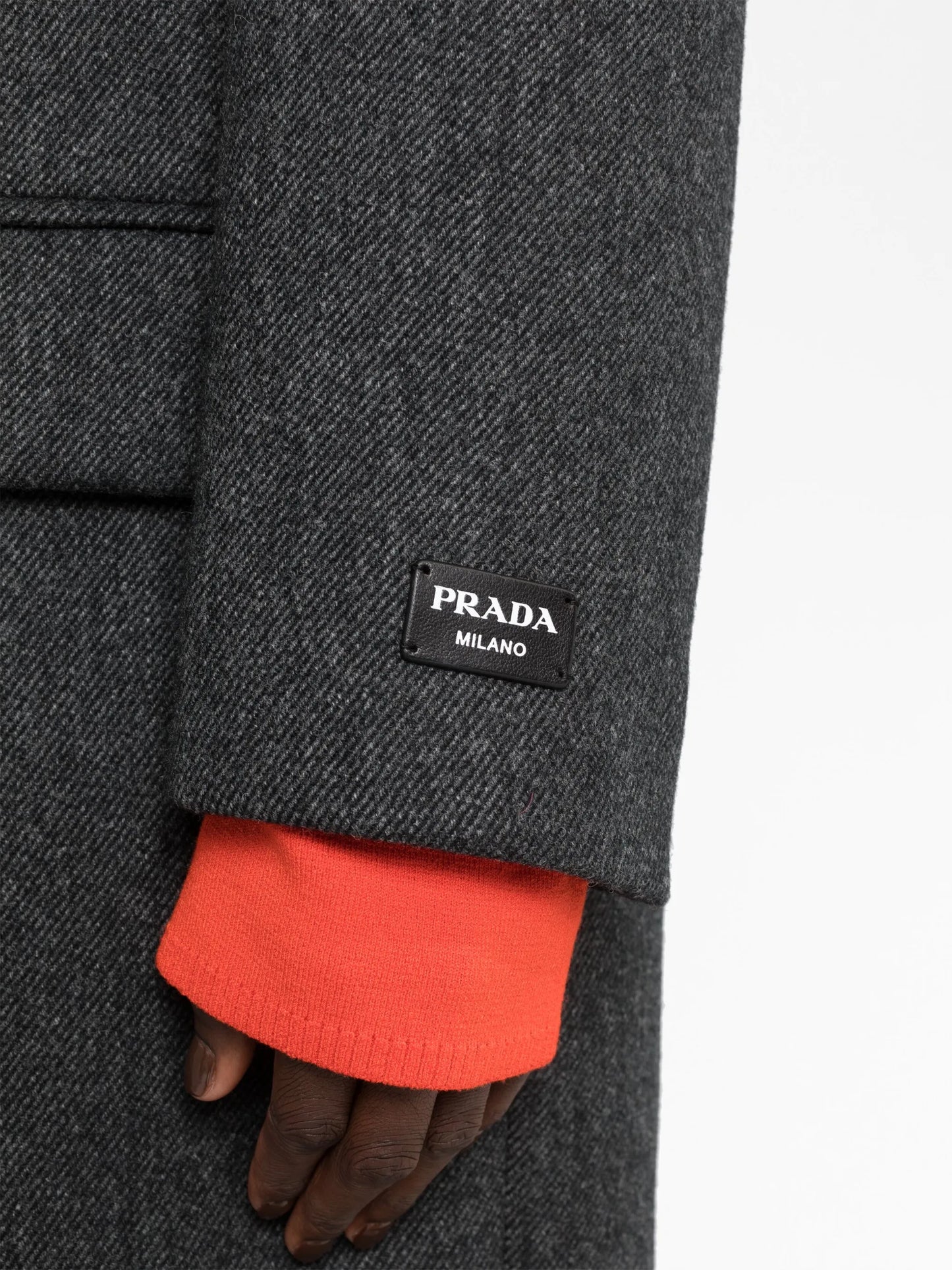 logo-appliqué wool coat