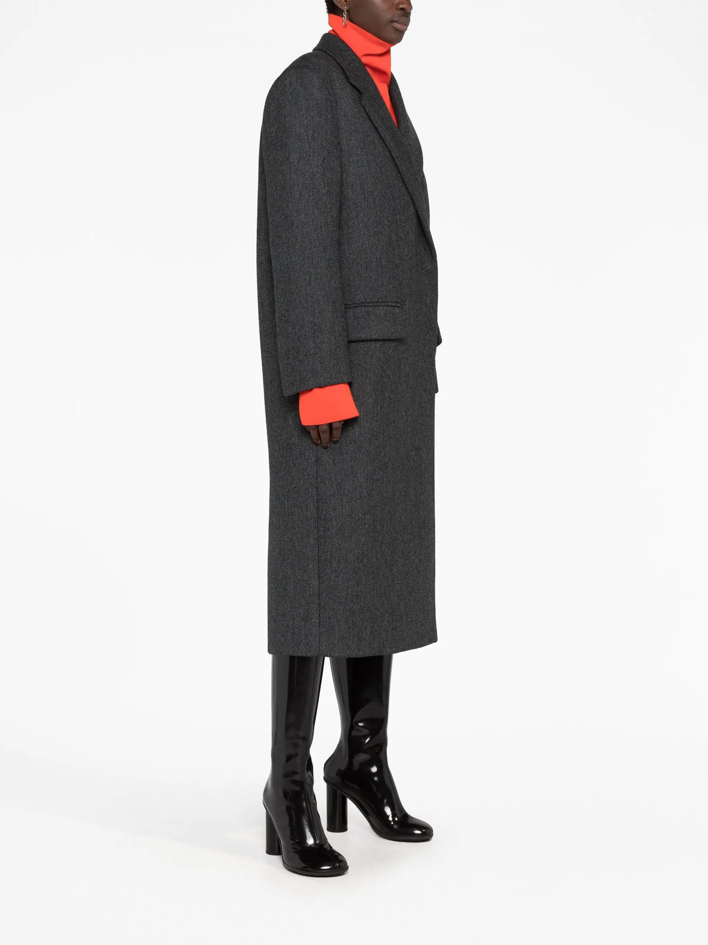 logo-appliqué wool coat
