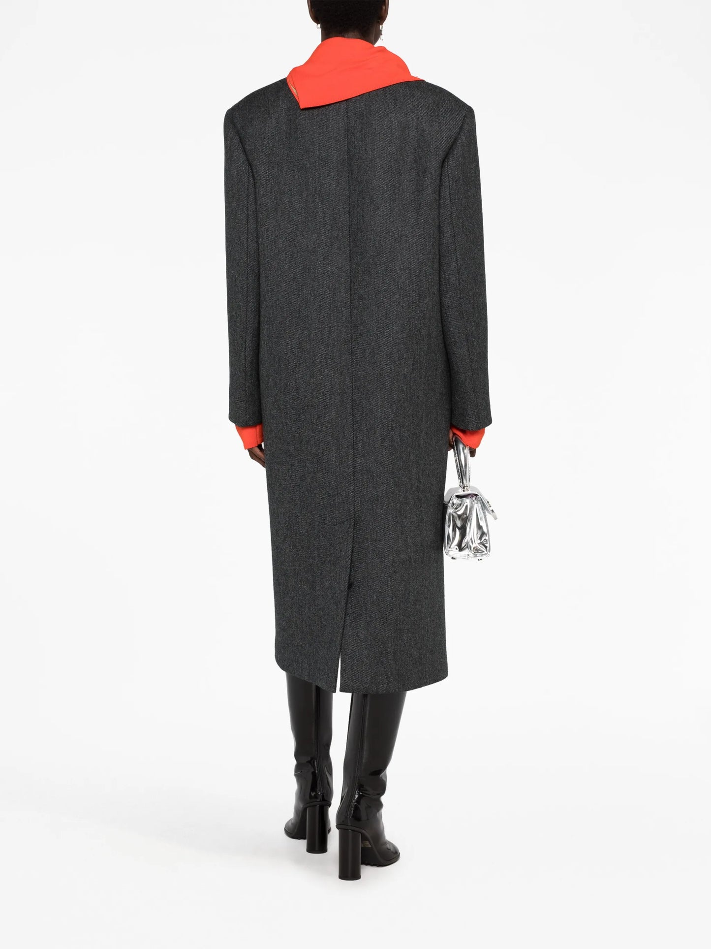 logo-appliqué wool coat