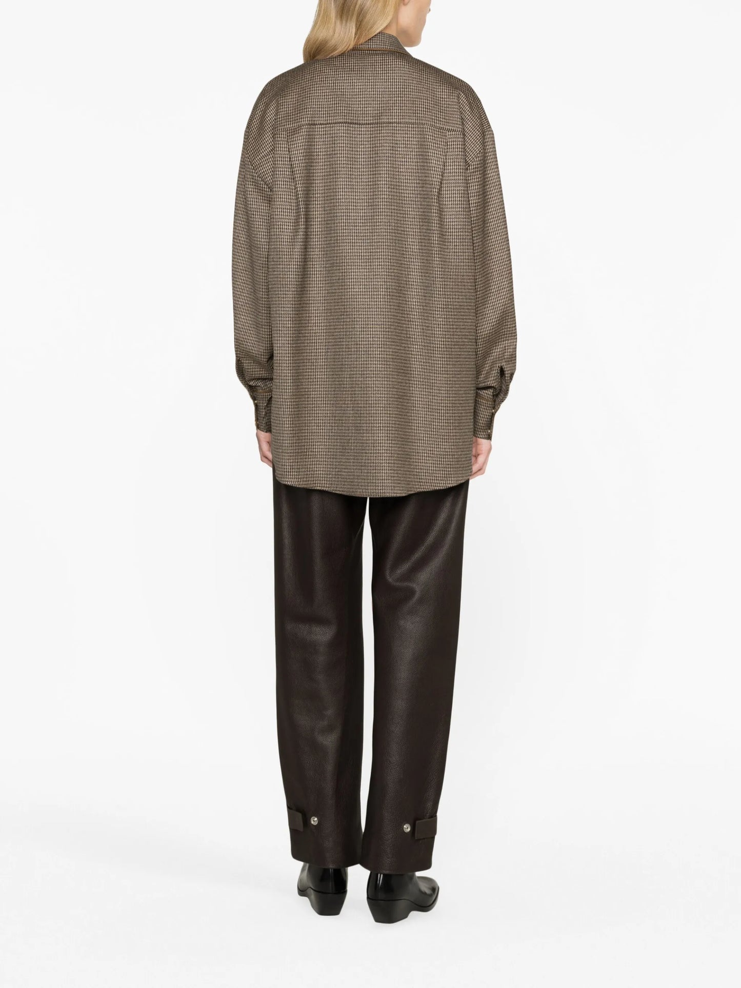 houndstooth-pattern oversized shirt