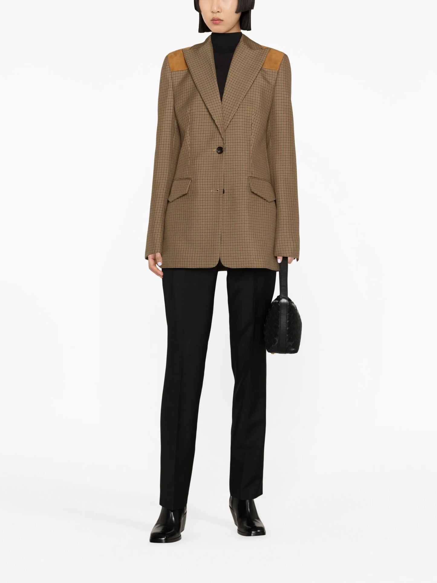 single-breasted check-print blazer