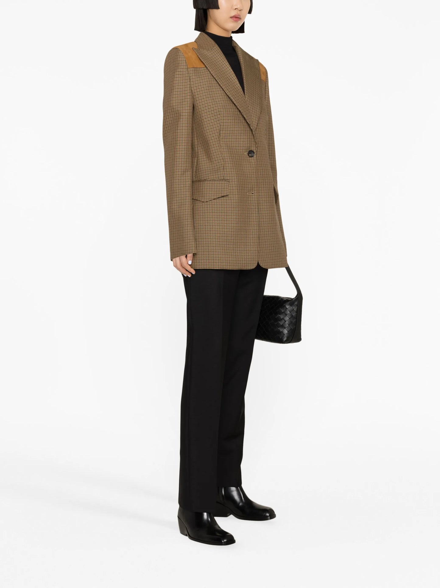 single-breasted check-print blazer