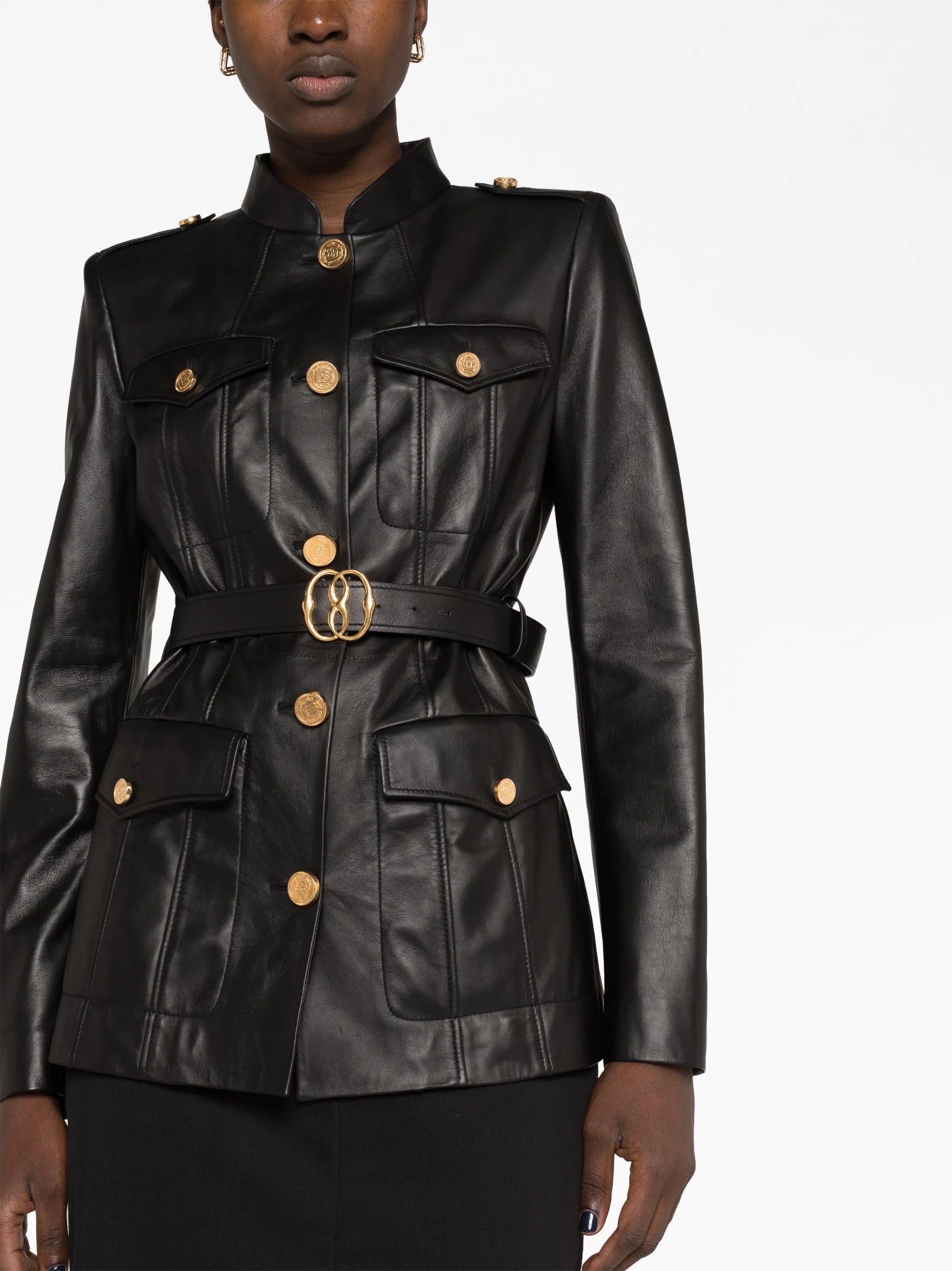 belted leather jacket