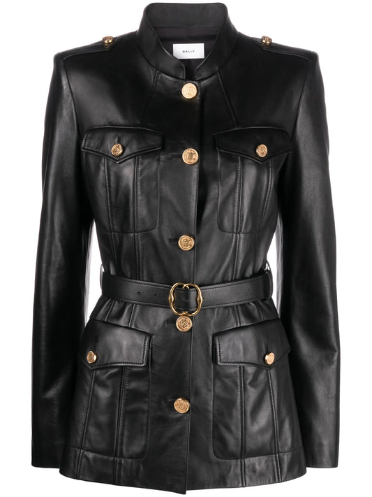 belted leather jacket