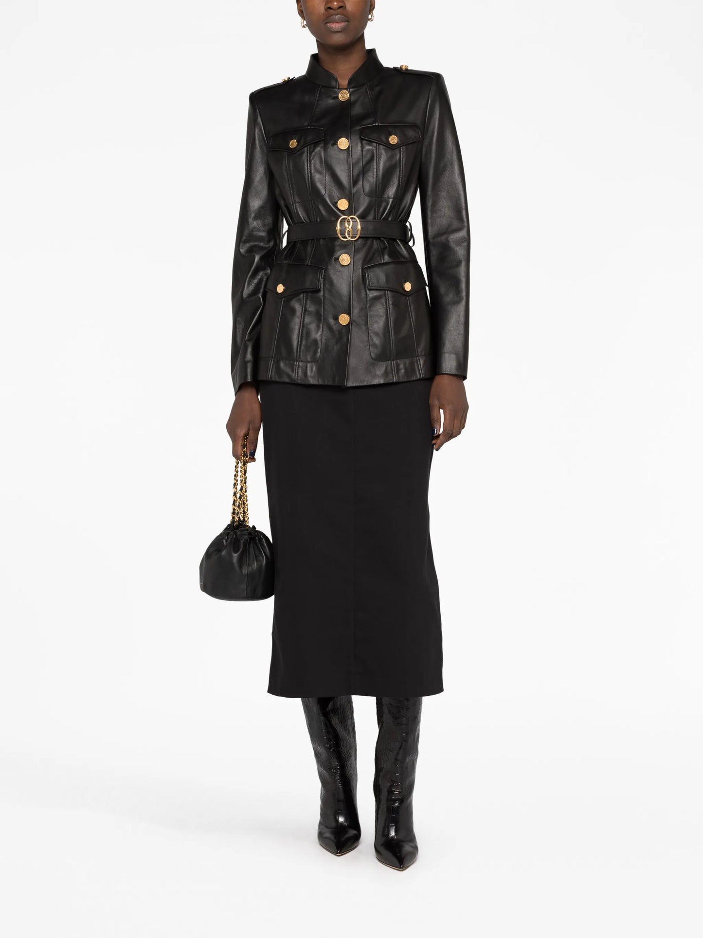 belted leather jacket