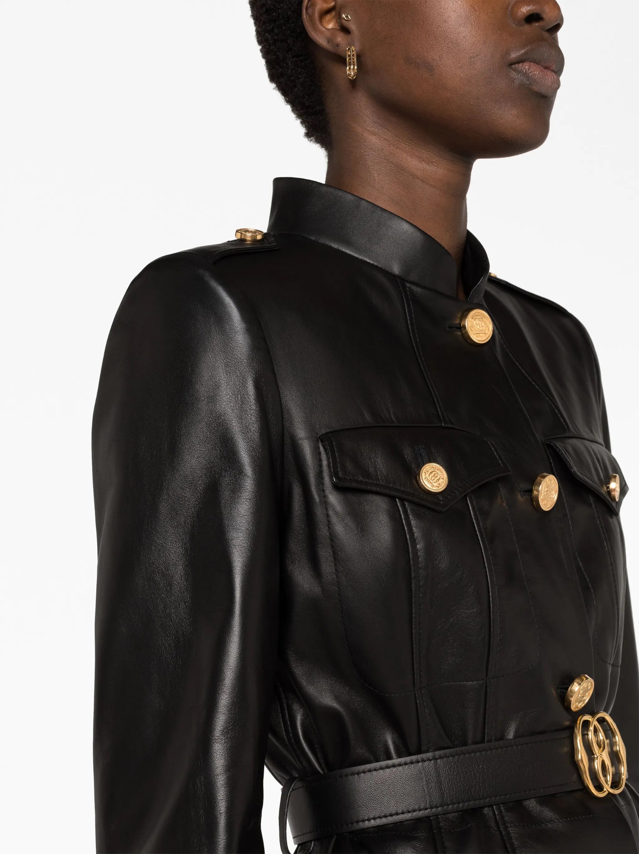 belted leather jacket