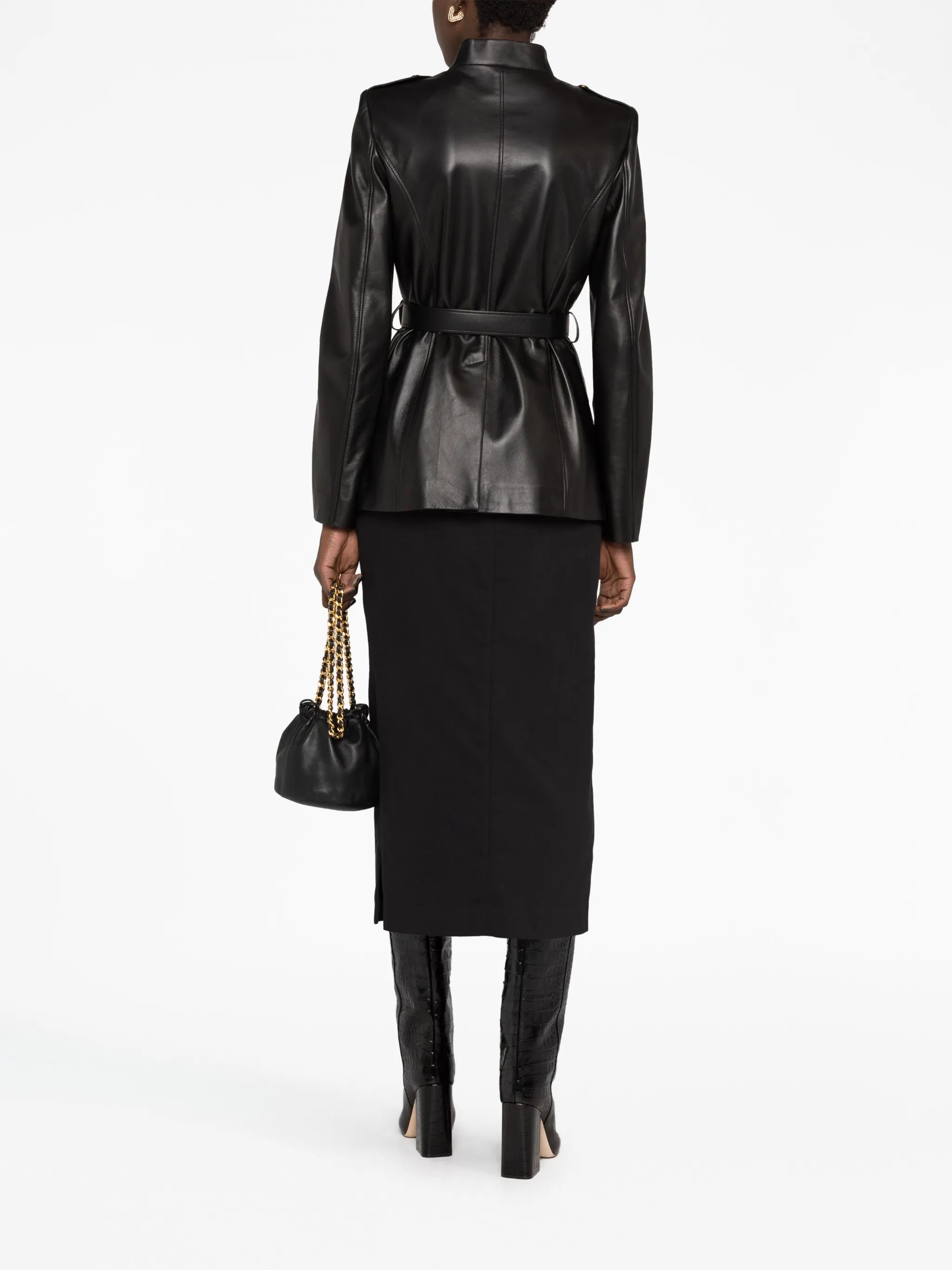 belted leather jacket