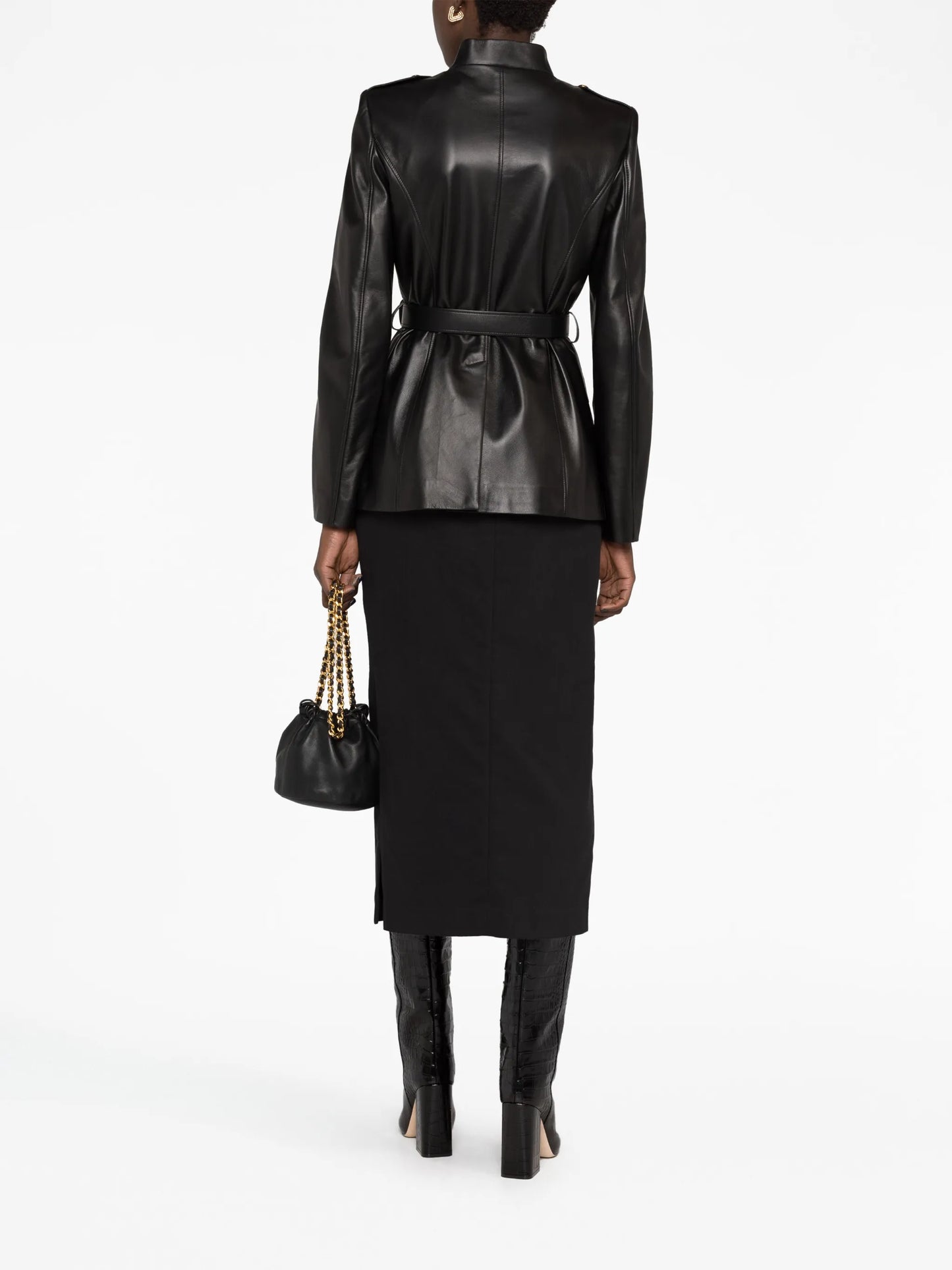 belted leather jacket