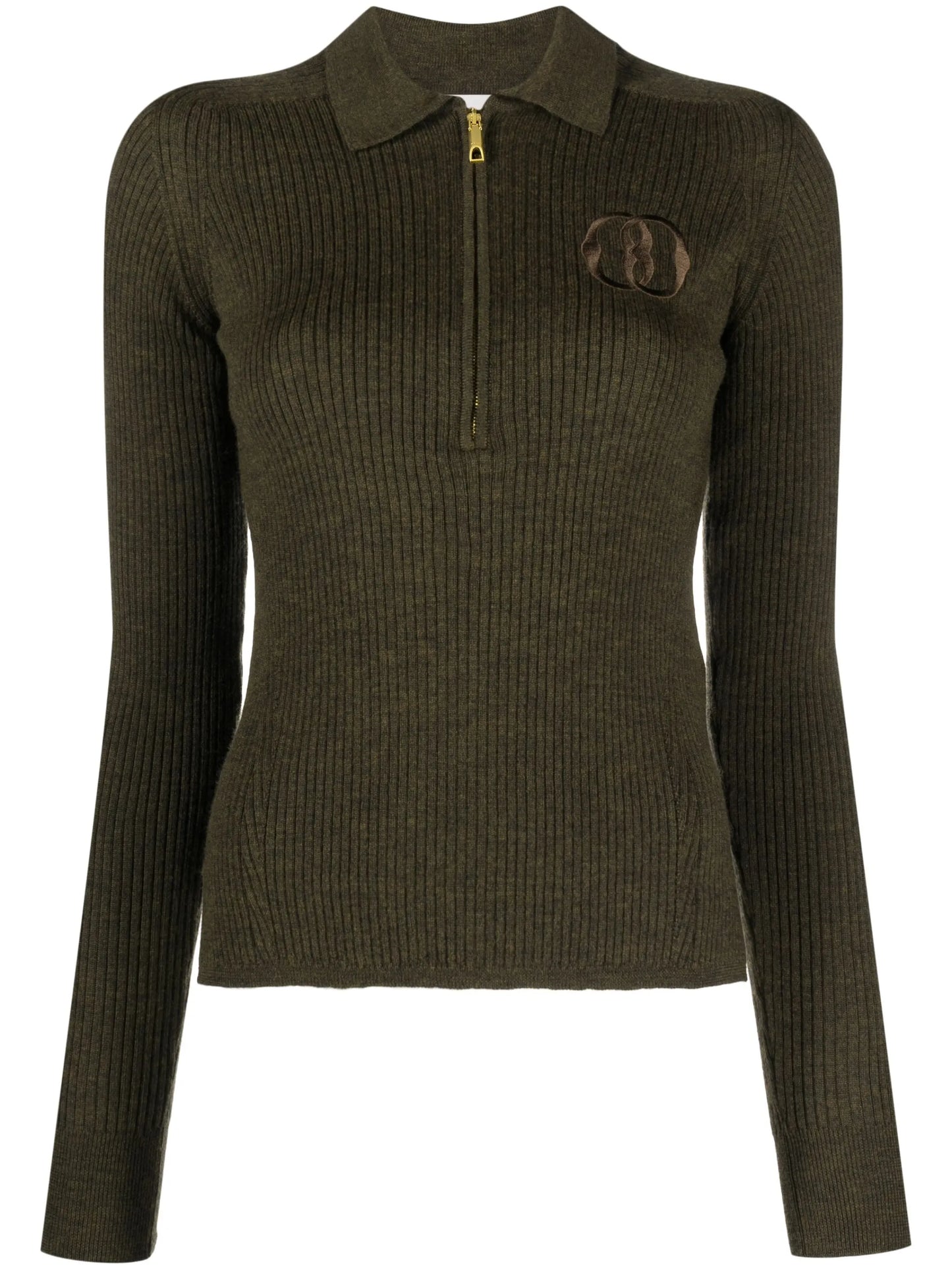 logo-embroidered ribbed-knit top