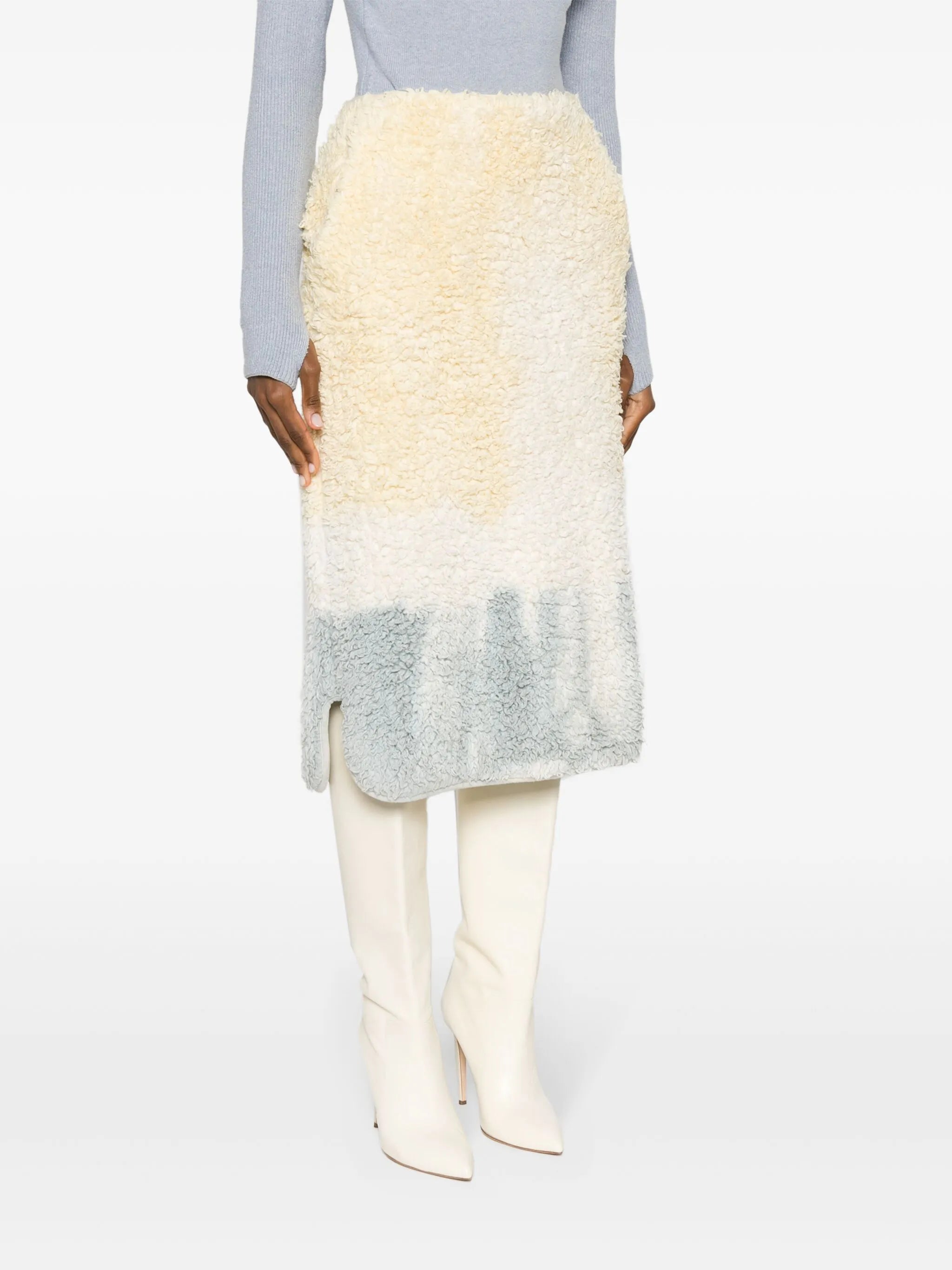 faux-shearling pencil skirt