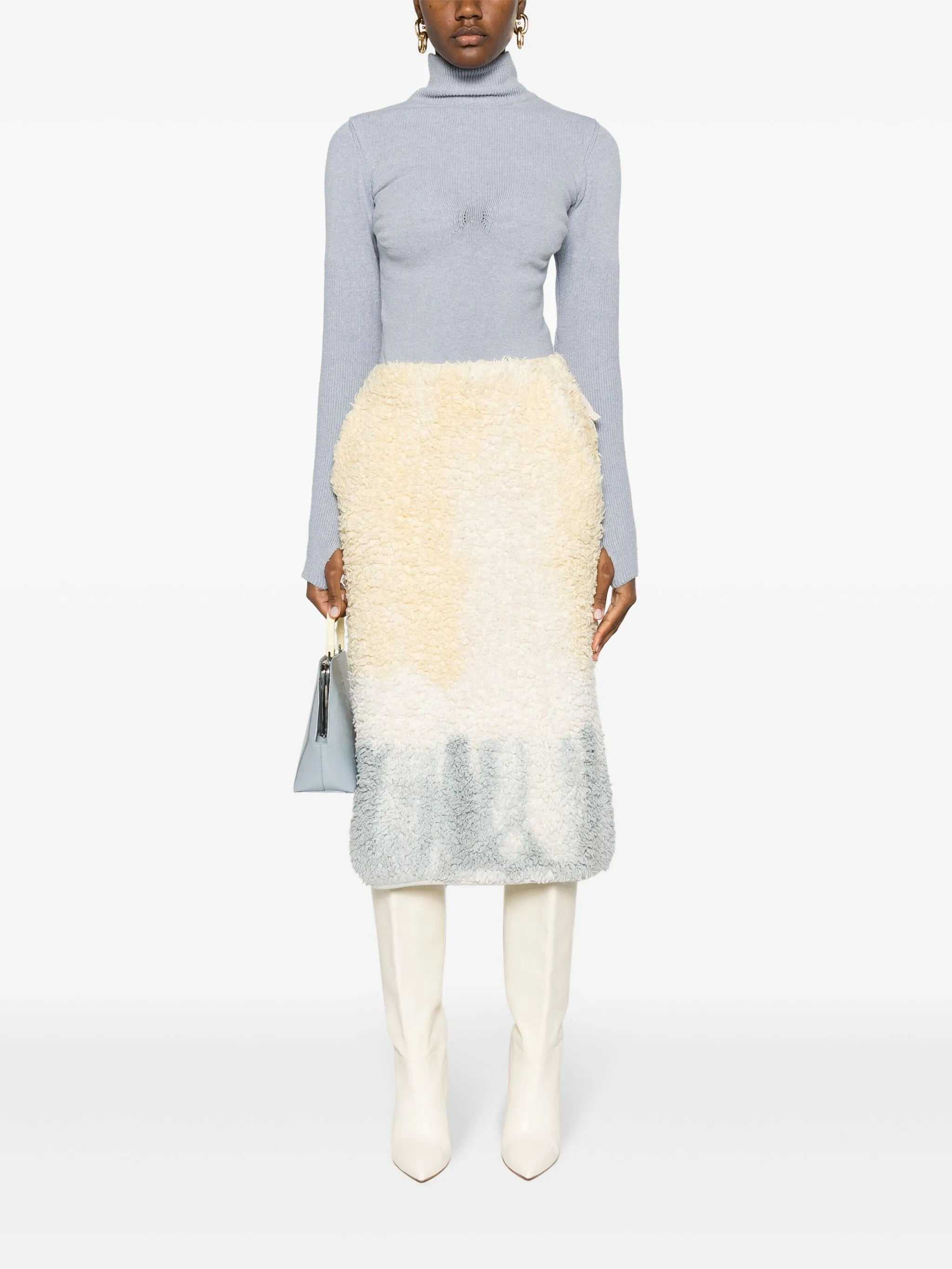 faux-shearling pencil skirt