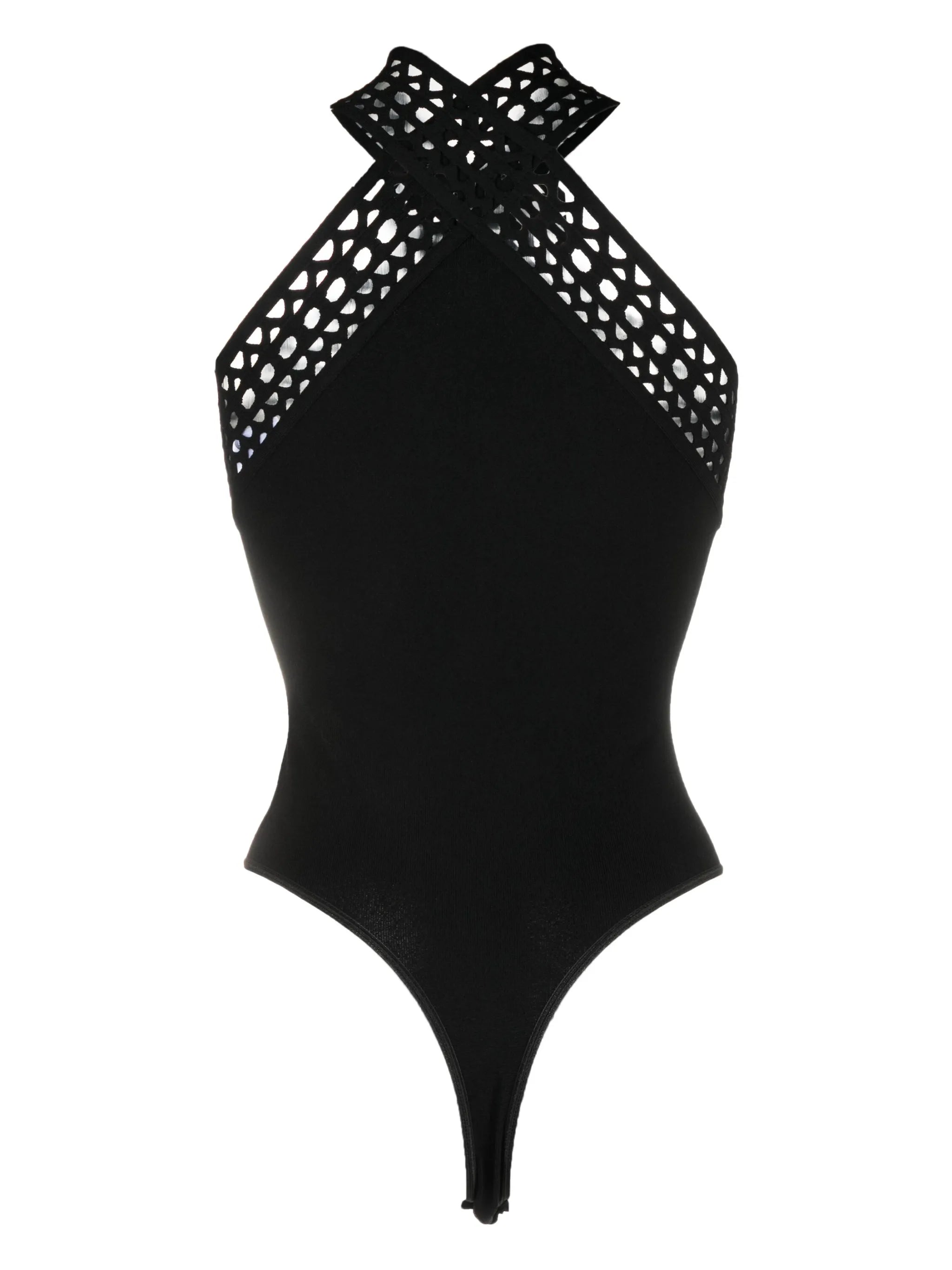 laser-cut halterneck bodysuit