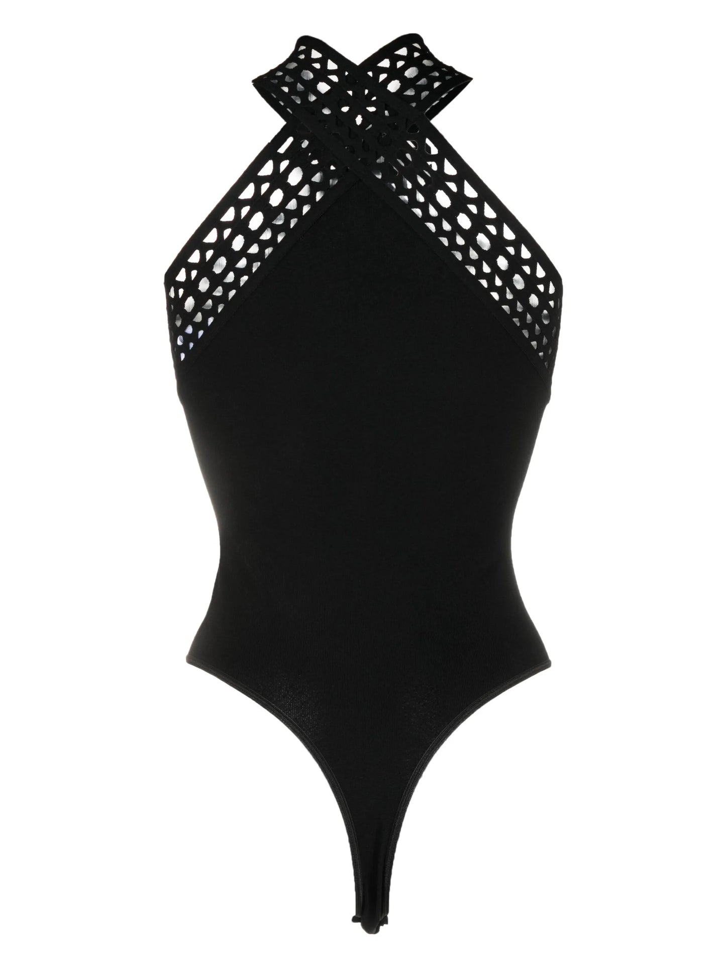laser-cut halterneck bodysuit