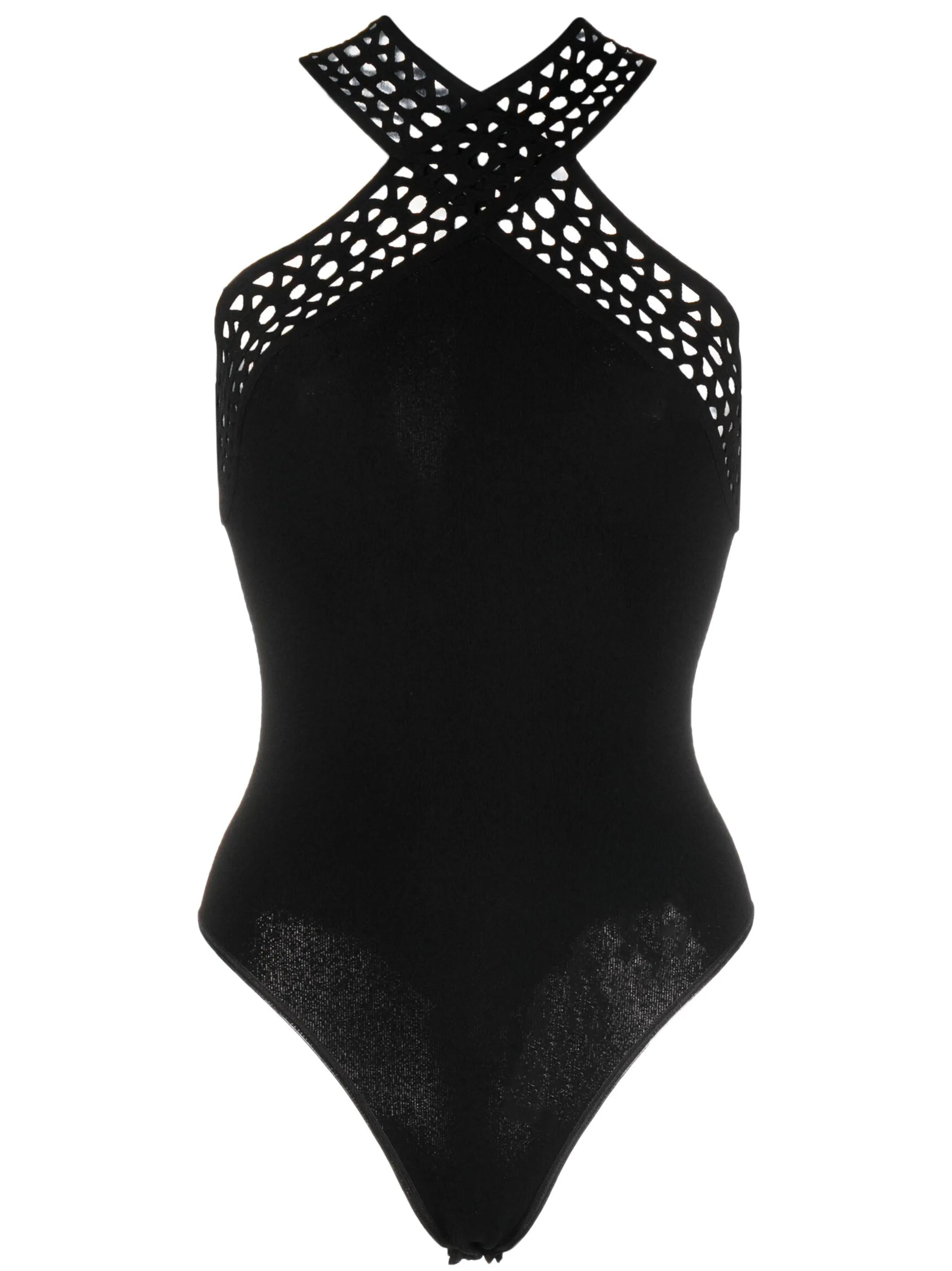laser-cut halterneck bodysuit