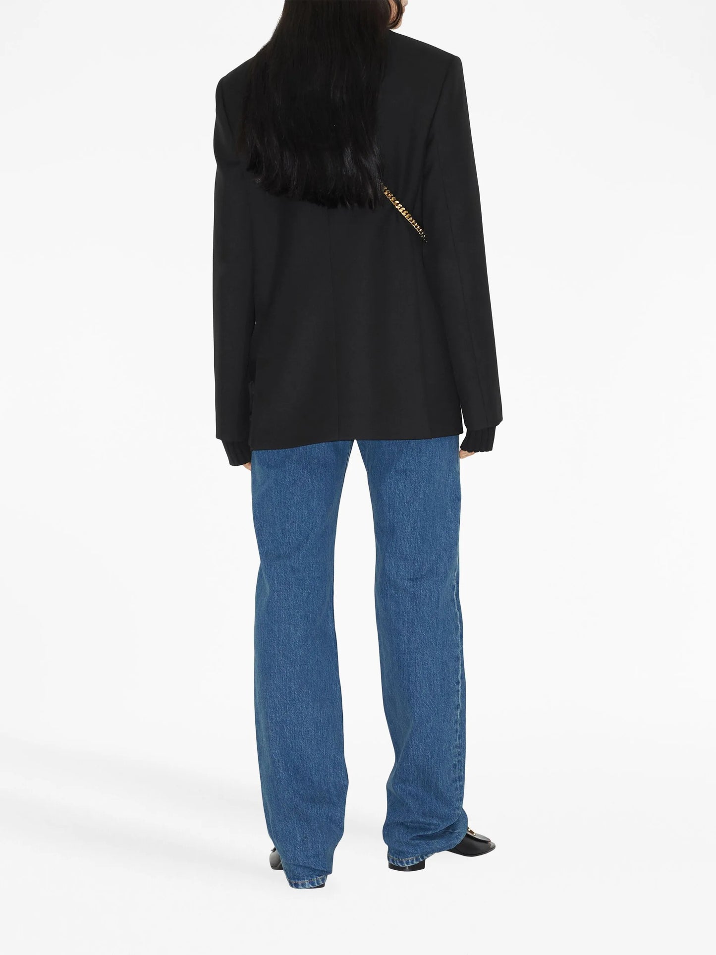 high-waisted straight-leg cotton jeans