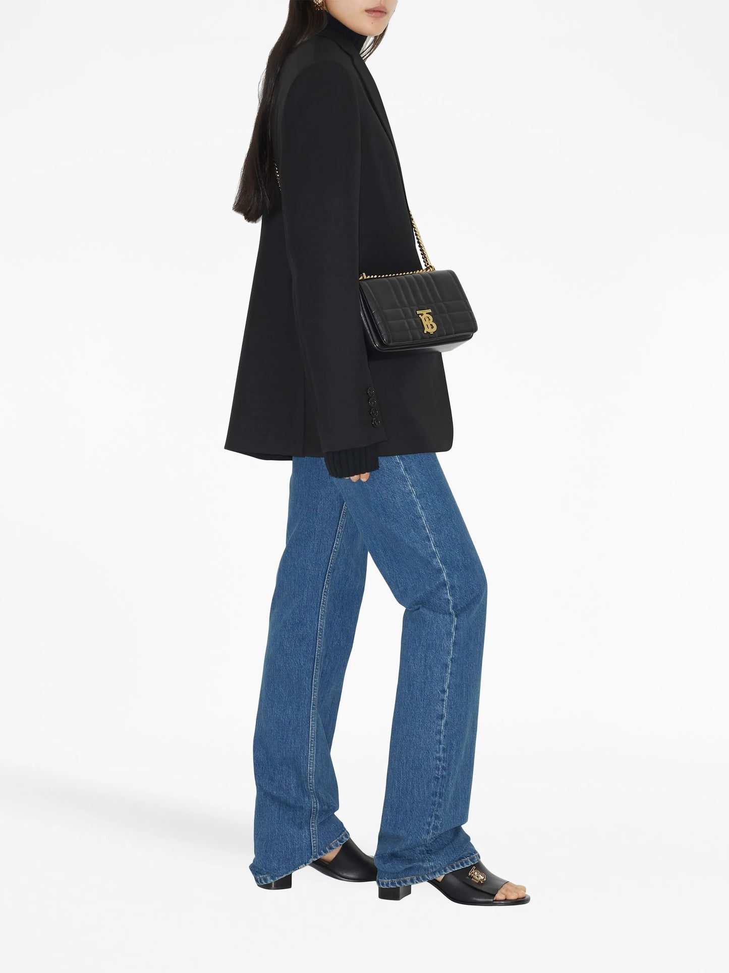 high-waisted straight-leg cotton jeans