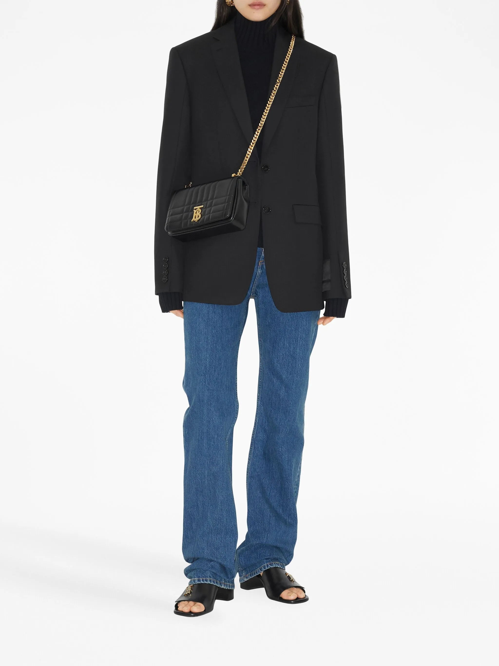 high-waisted straight-leg cotton jeans