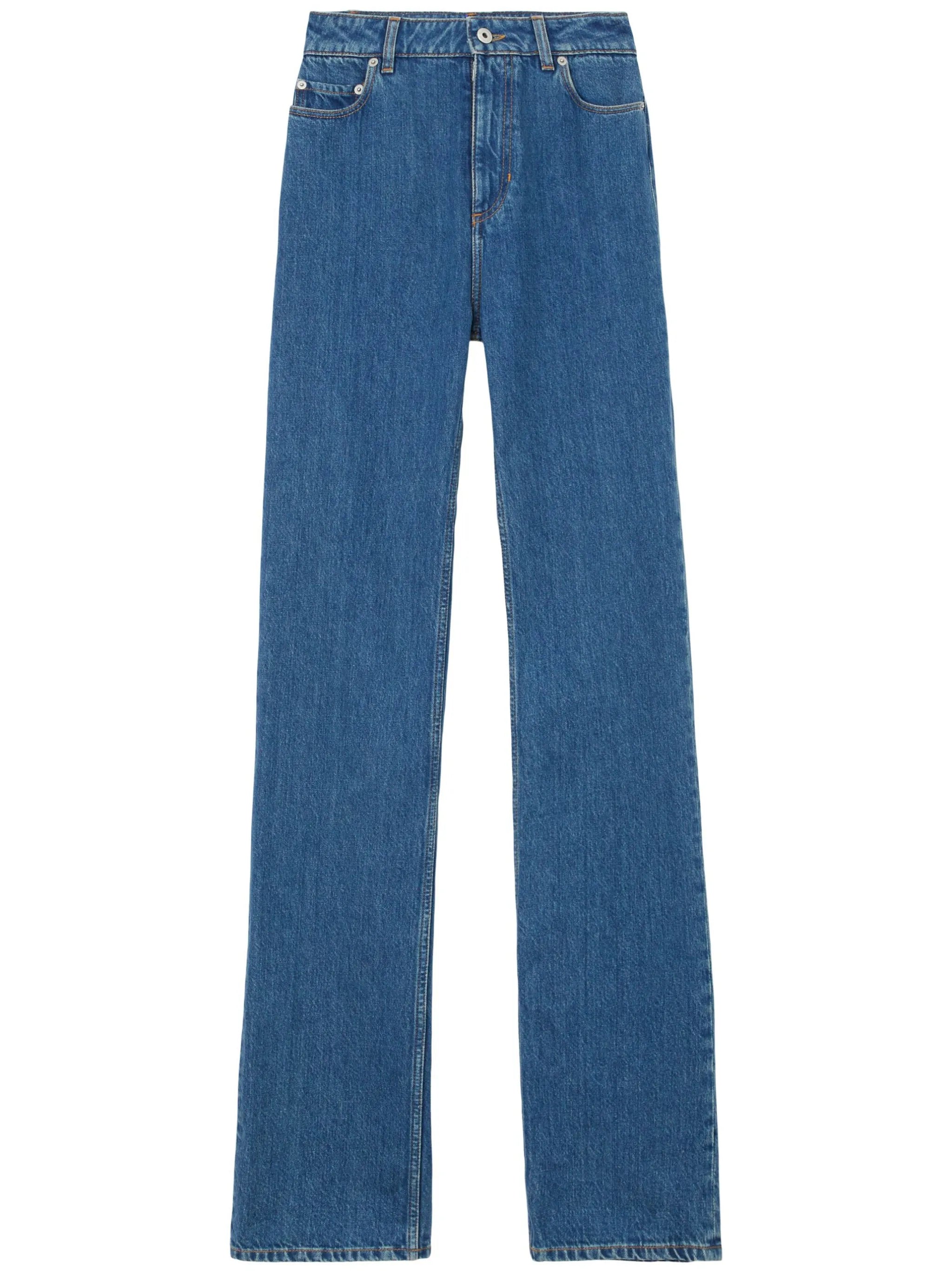 high-waisted straight-leg cotton jeans