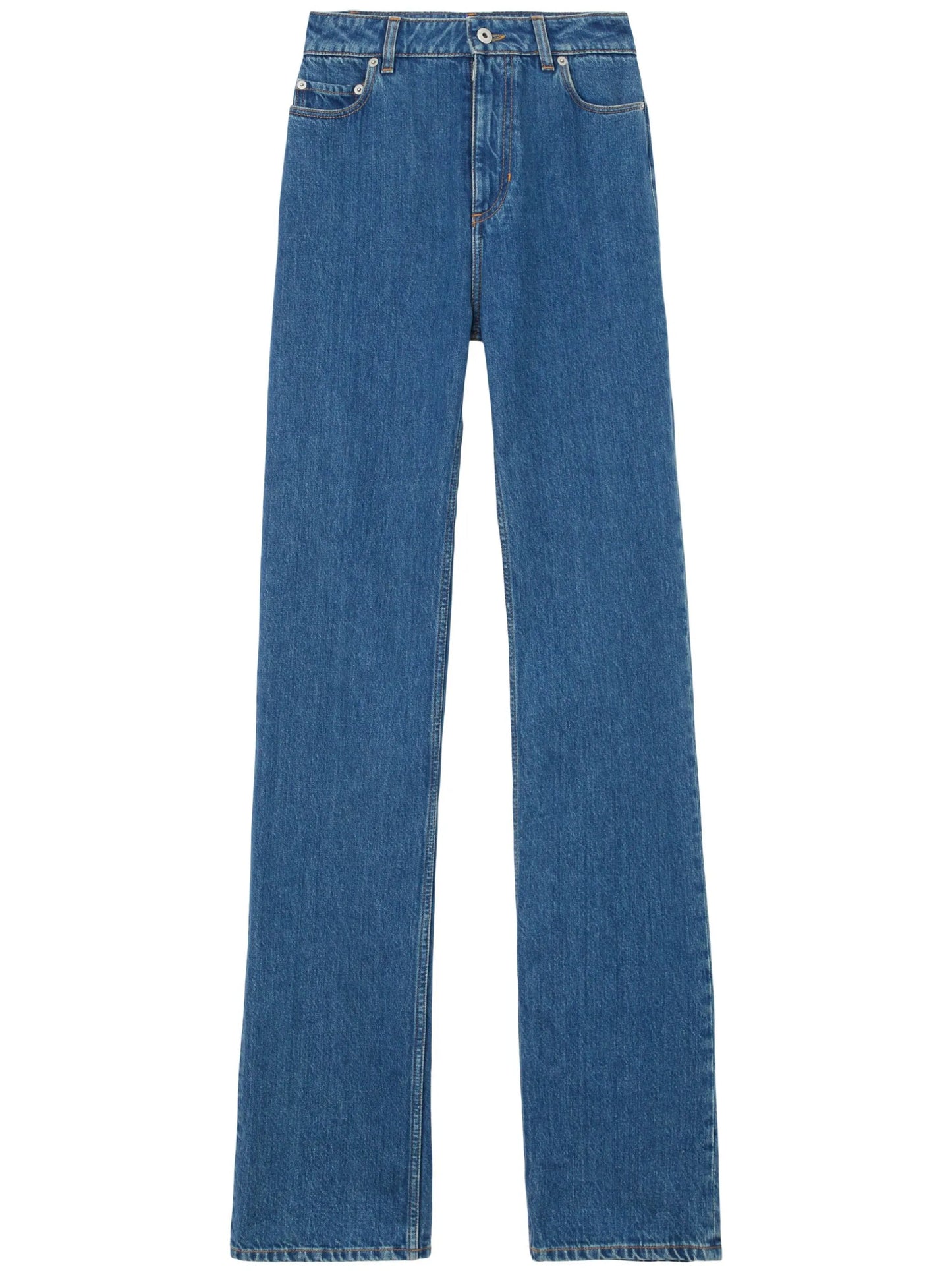 high-waisted straight-leg cotton jeans