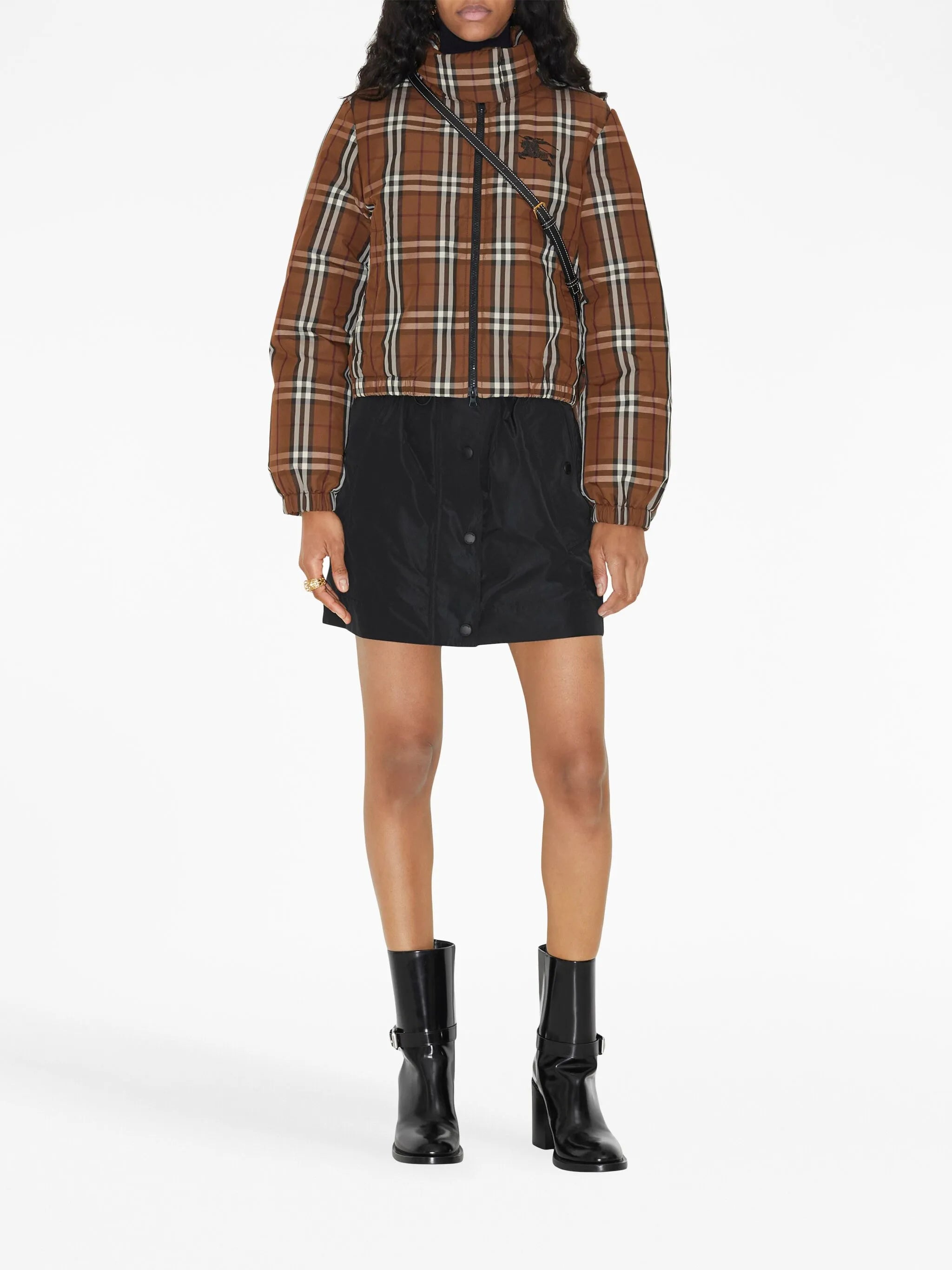 check-pattern logo jacket