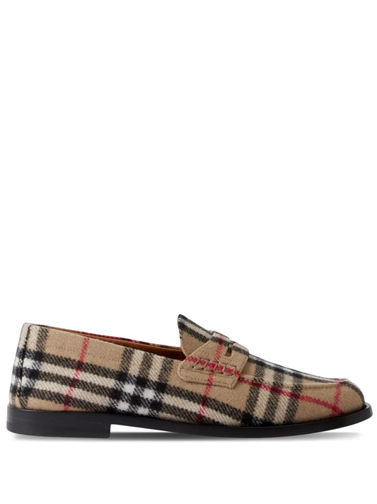 check wool loafers
