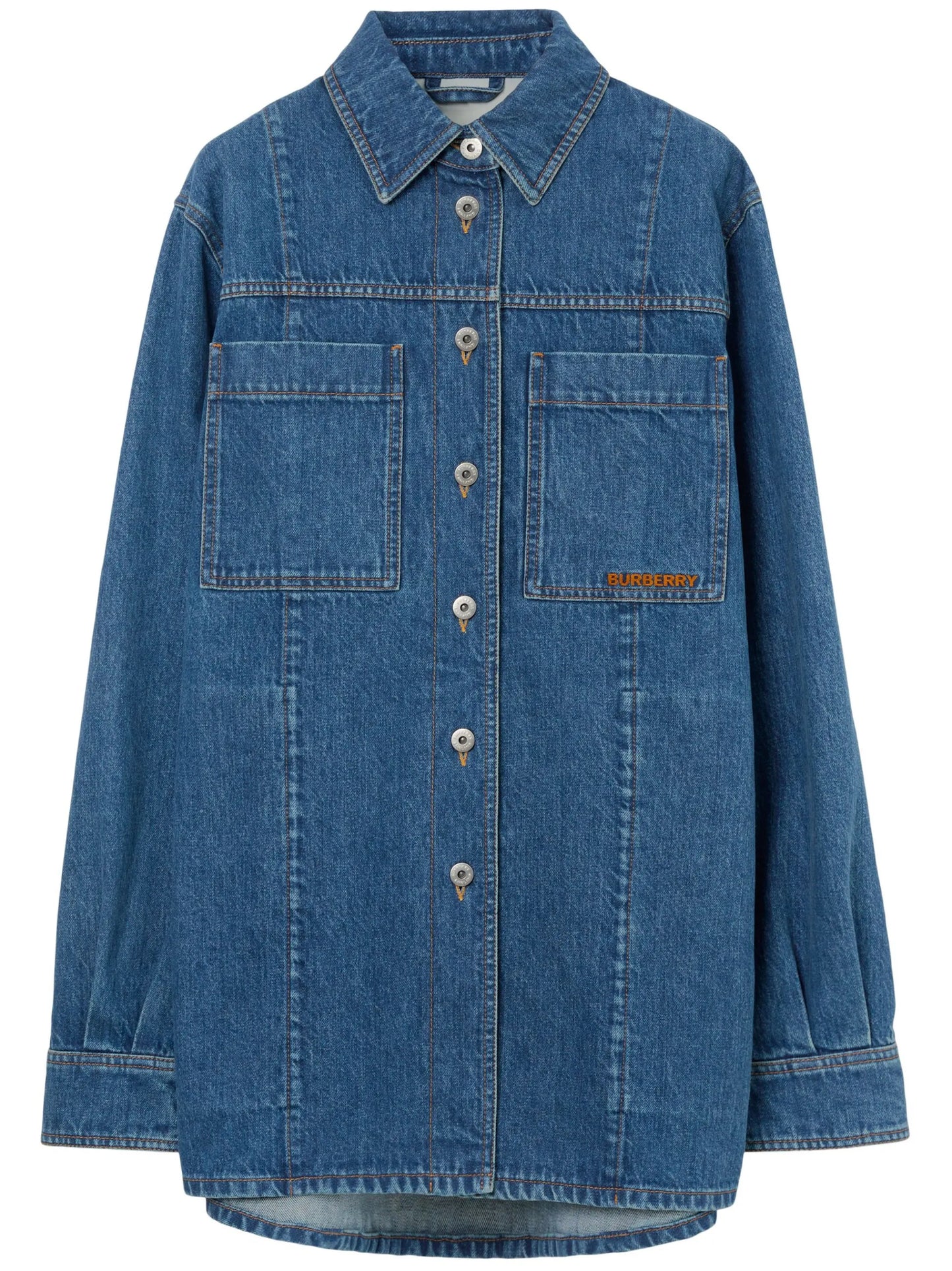 logo-embroidered denim overshirt