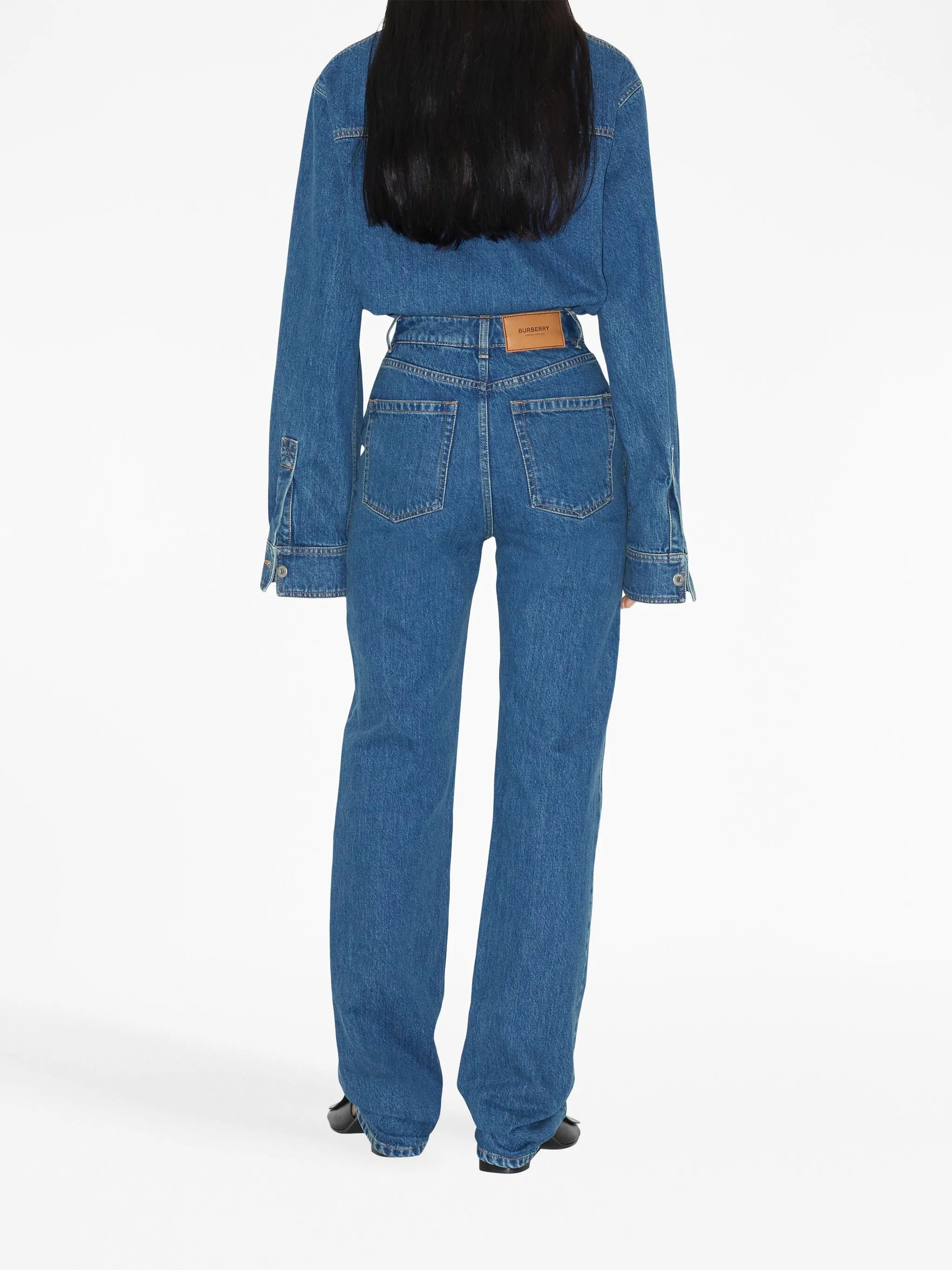 logo-embroidered denim overshirt