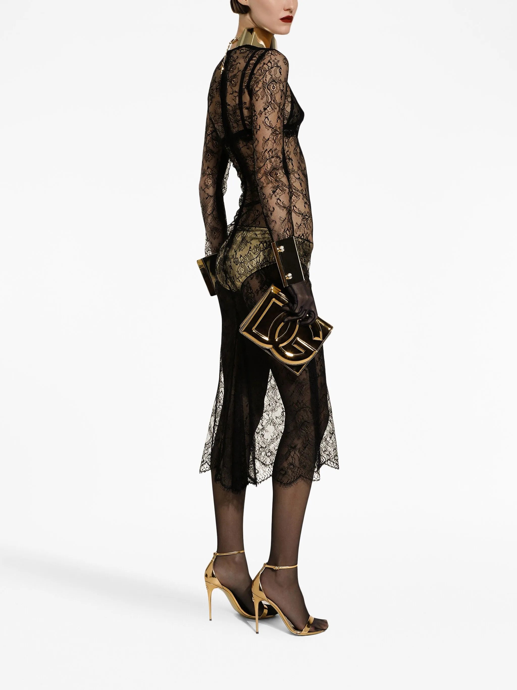 logo-embossed metallic-effect bag