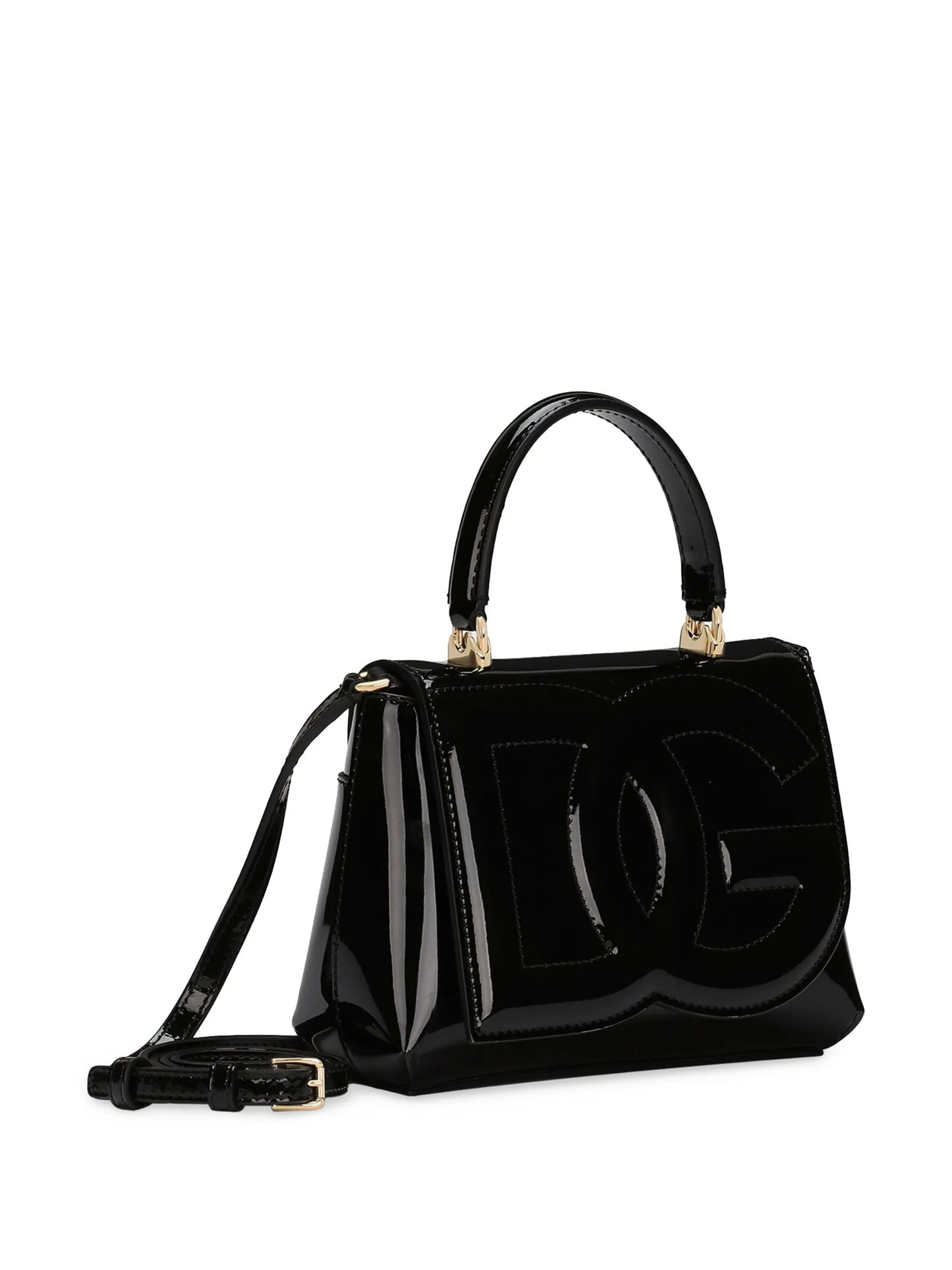 logo-embossed leather bag