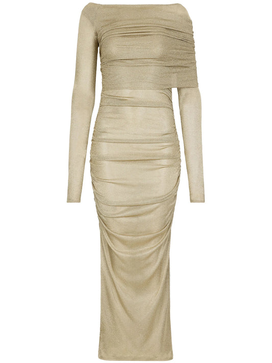 lurex mesh calf-length dress