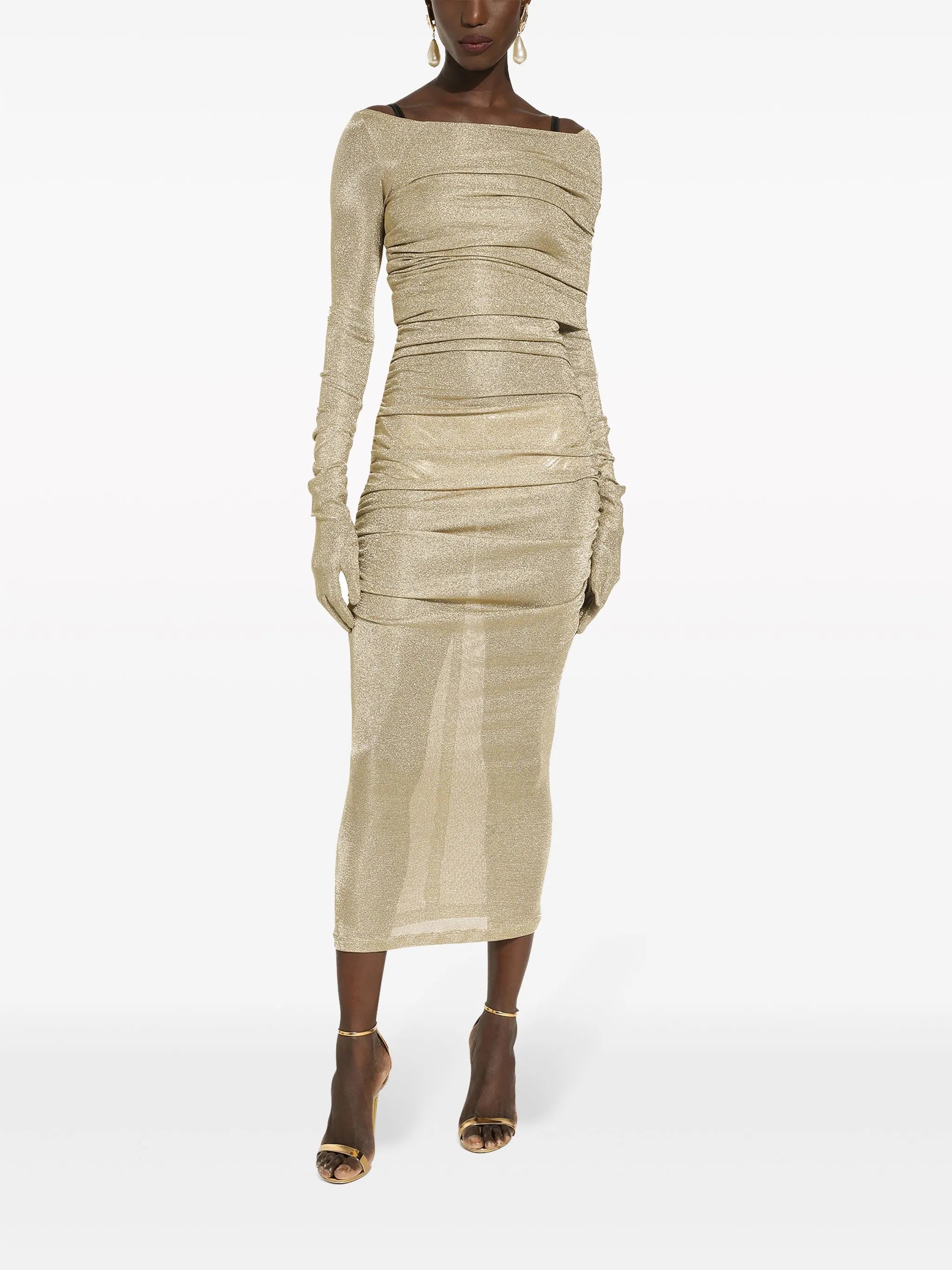 lurex mesh calf-length dress