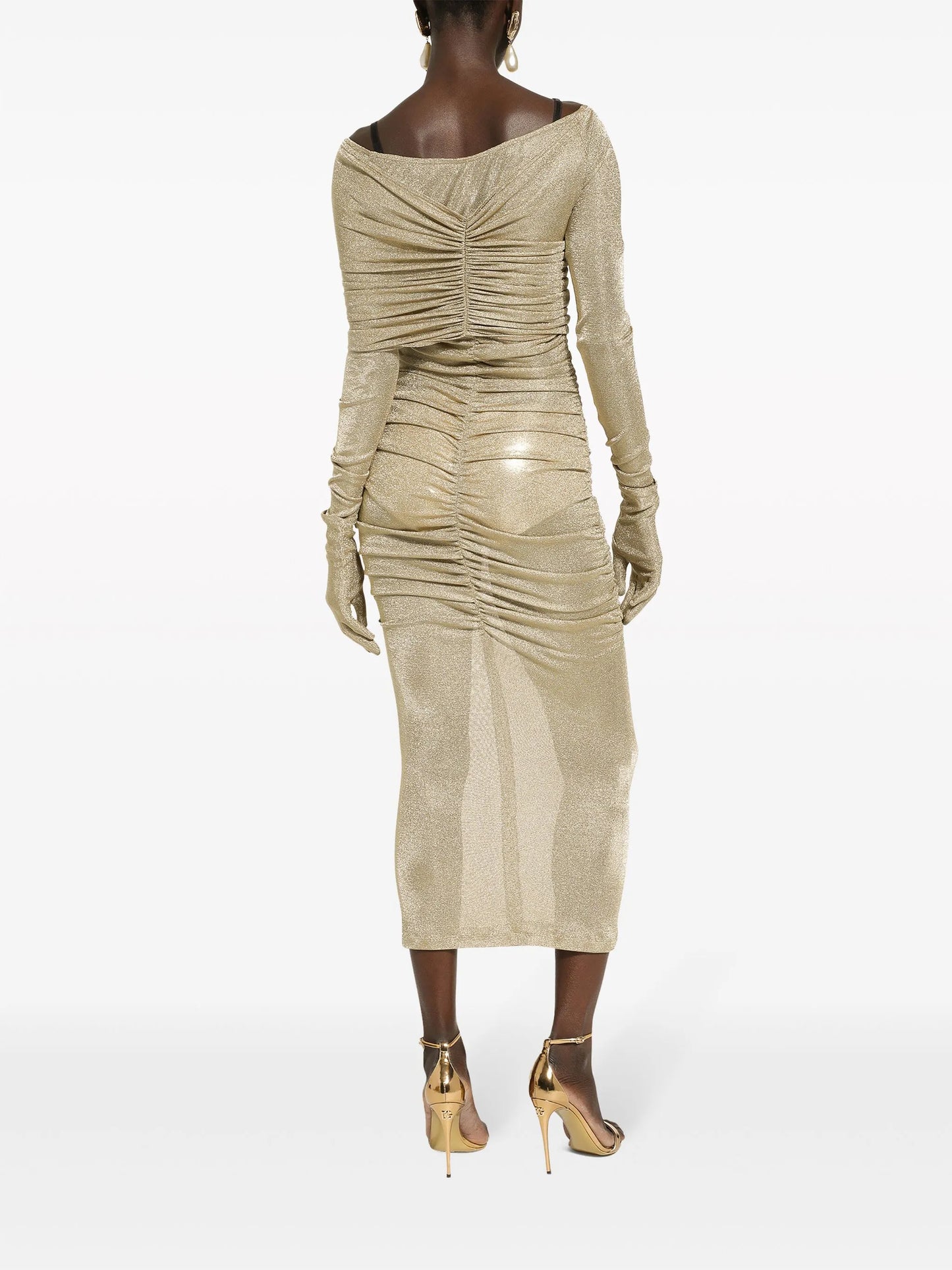 lurex mesh calf-length dress