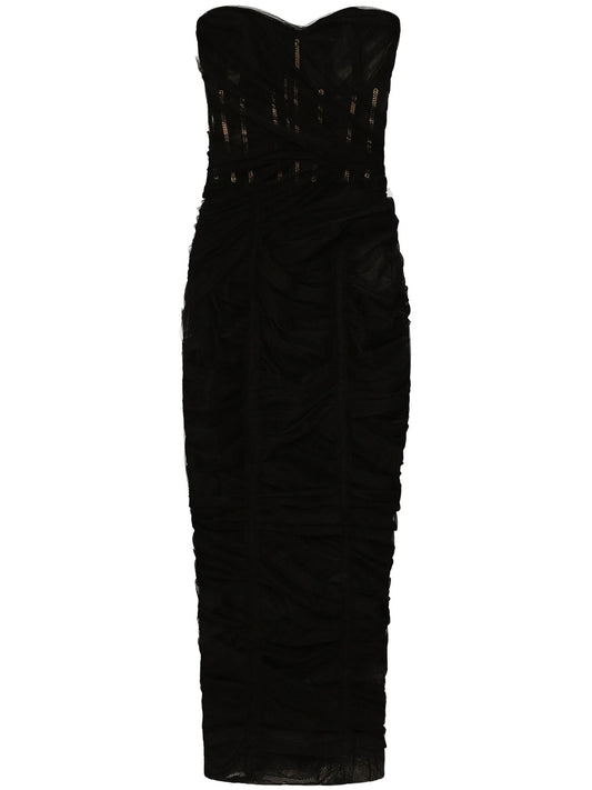 draped tulle corset dress