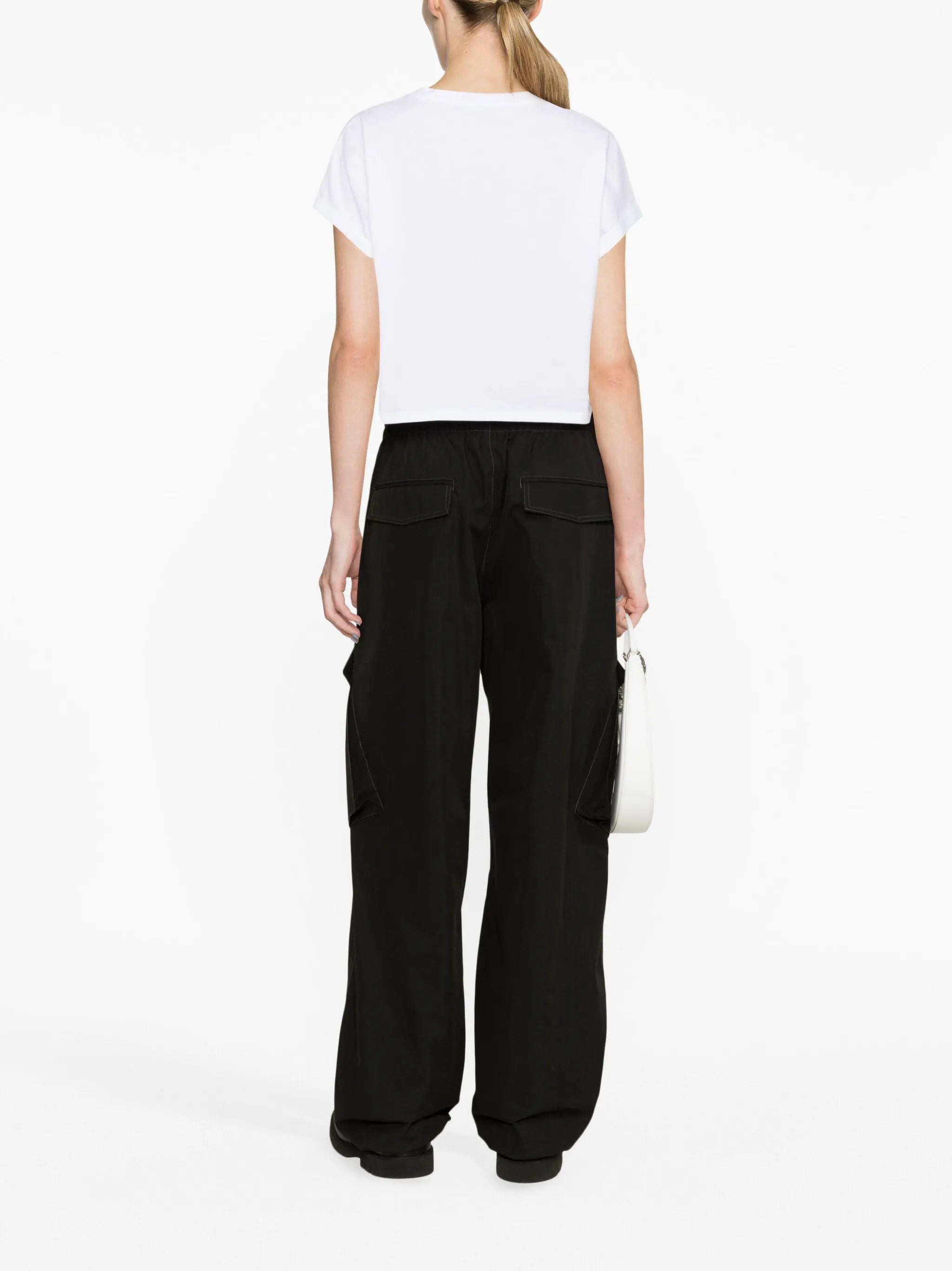 flocked-logo cropped T-shirt