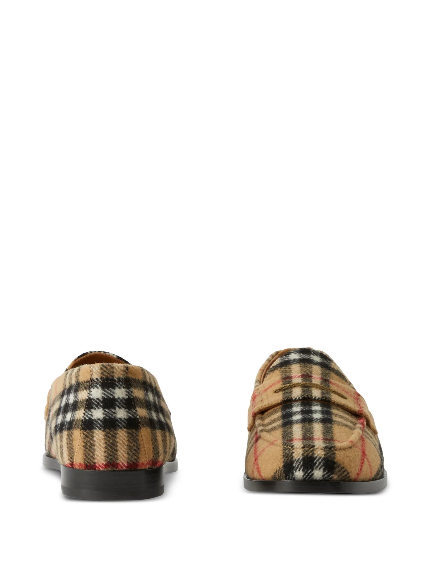 check-pattern round-toe loafers