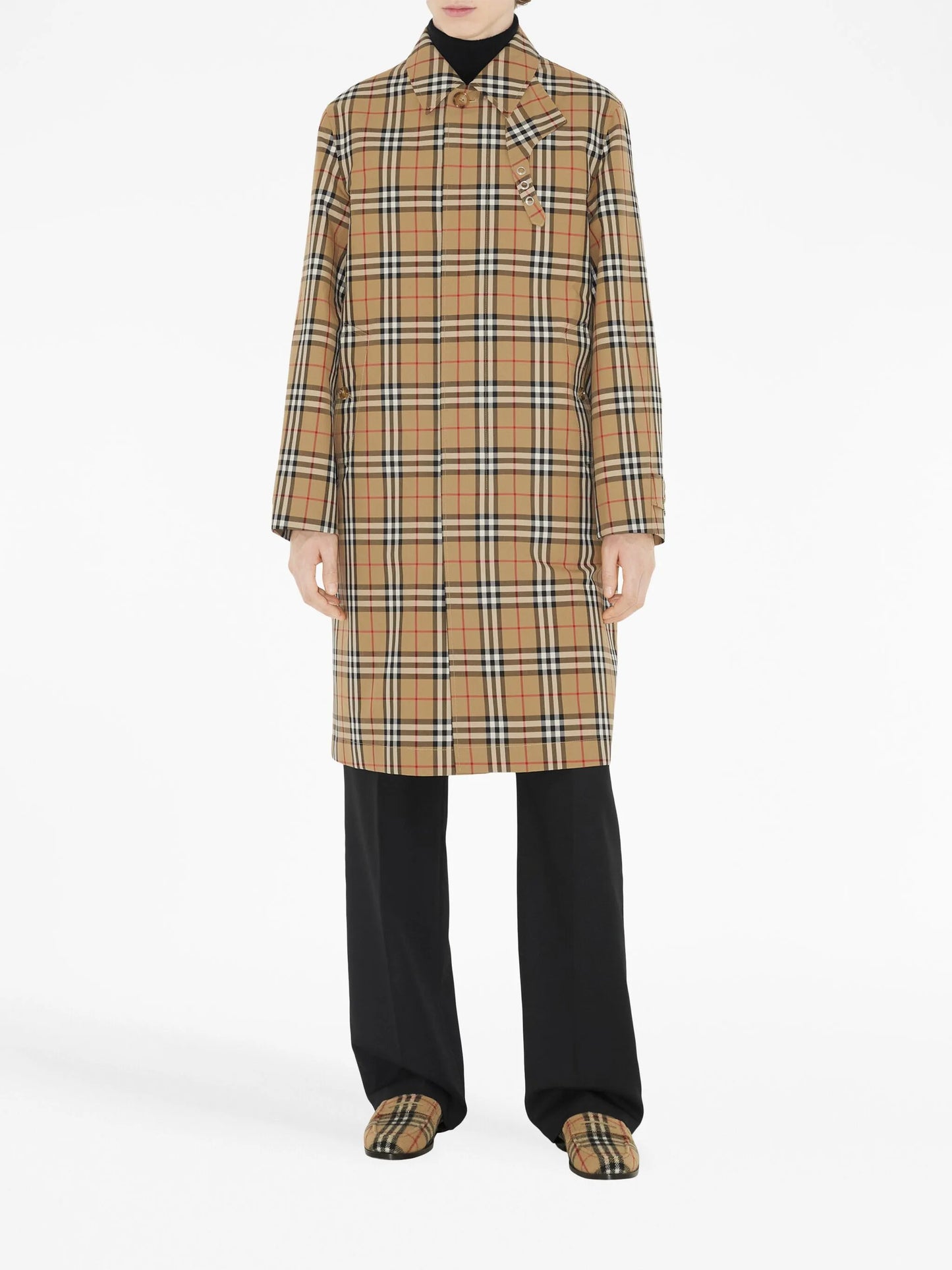 check-pattern round-toe loafers