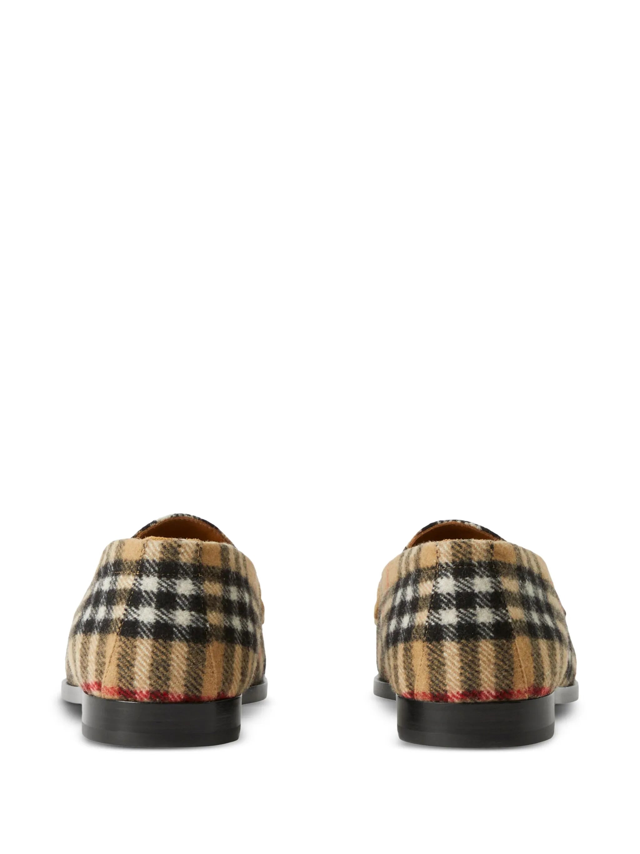 check-pattern round-toe loafers