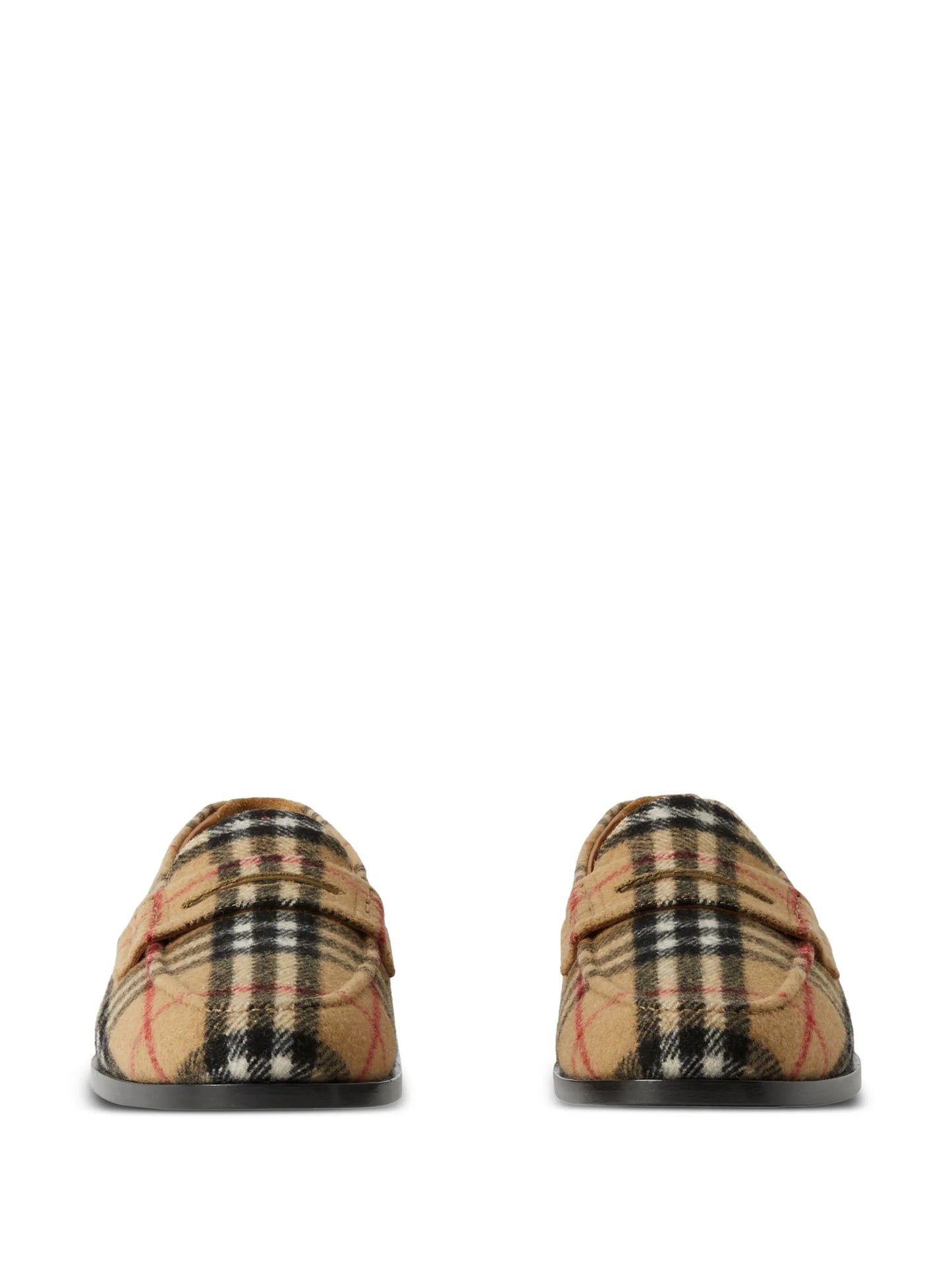 check-pattern round-toe loafers
