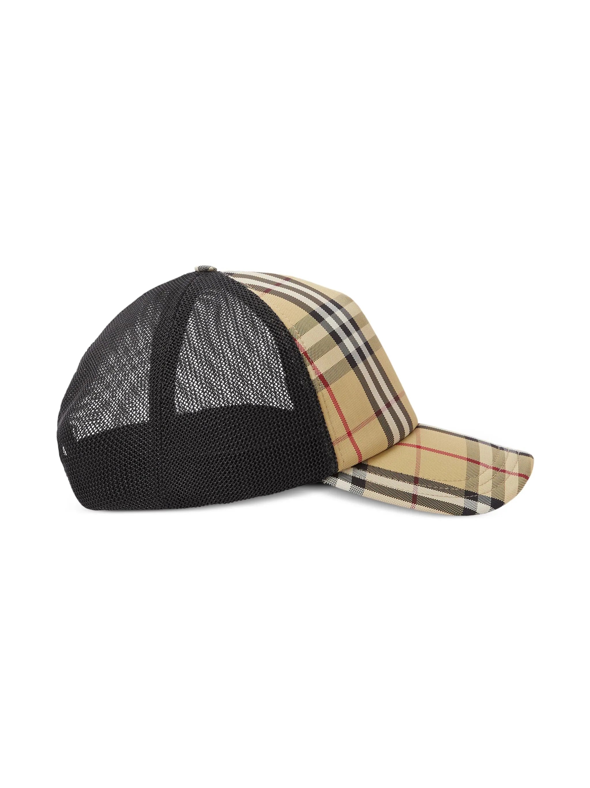 check-pattern mesh cap