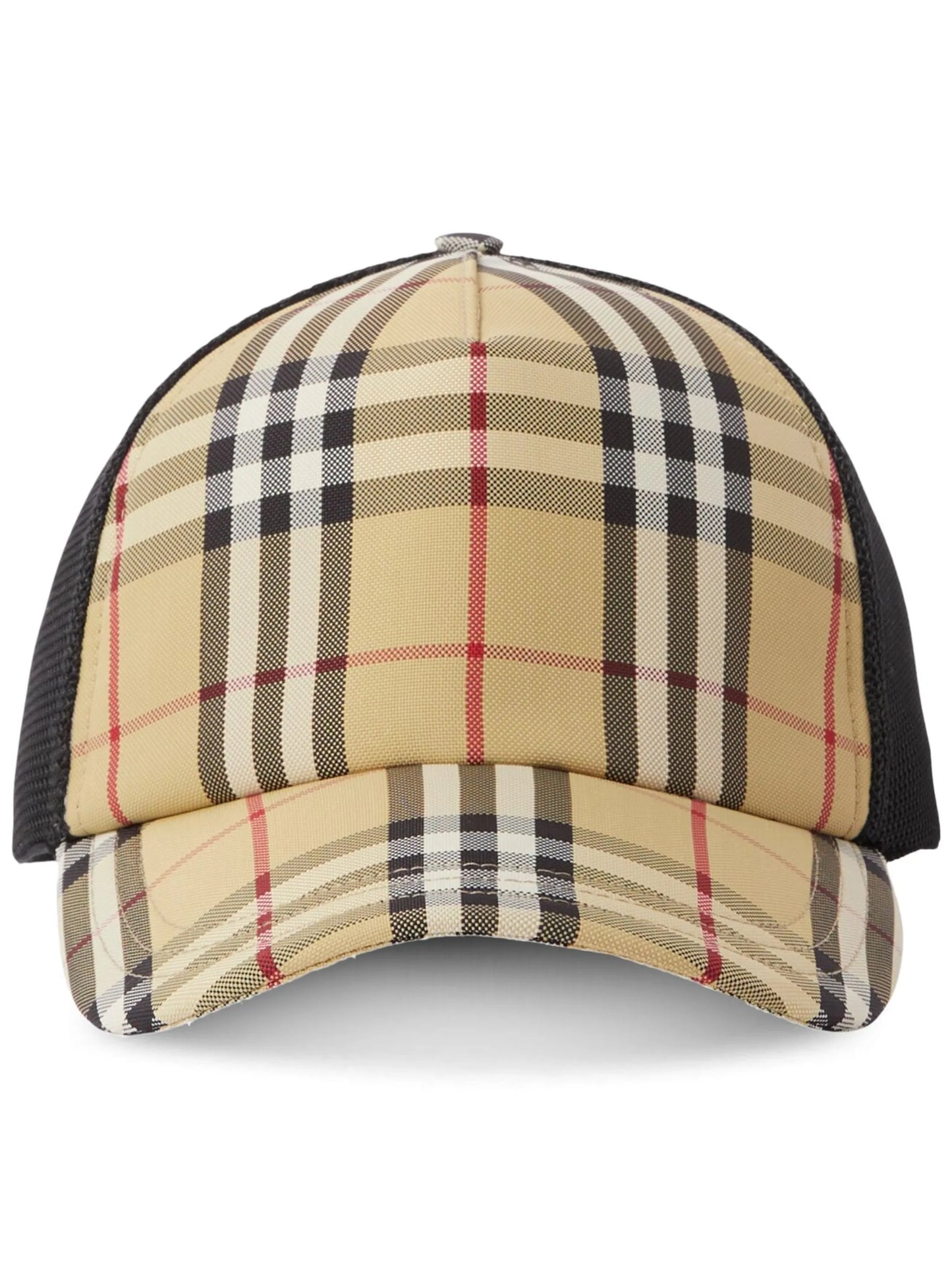 check-pattern mesh cap