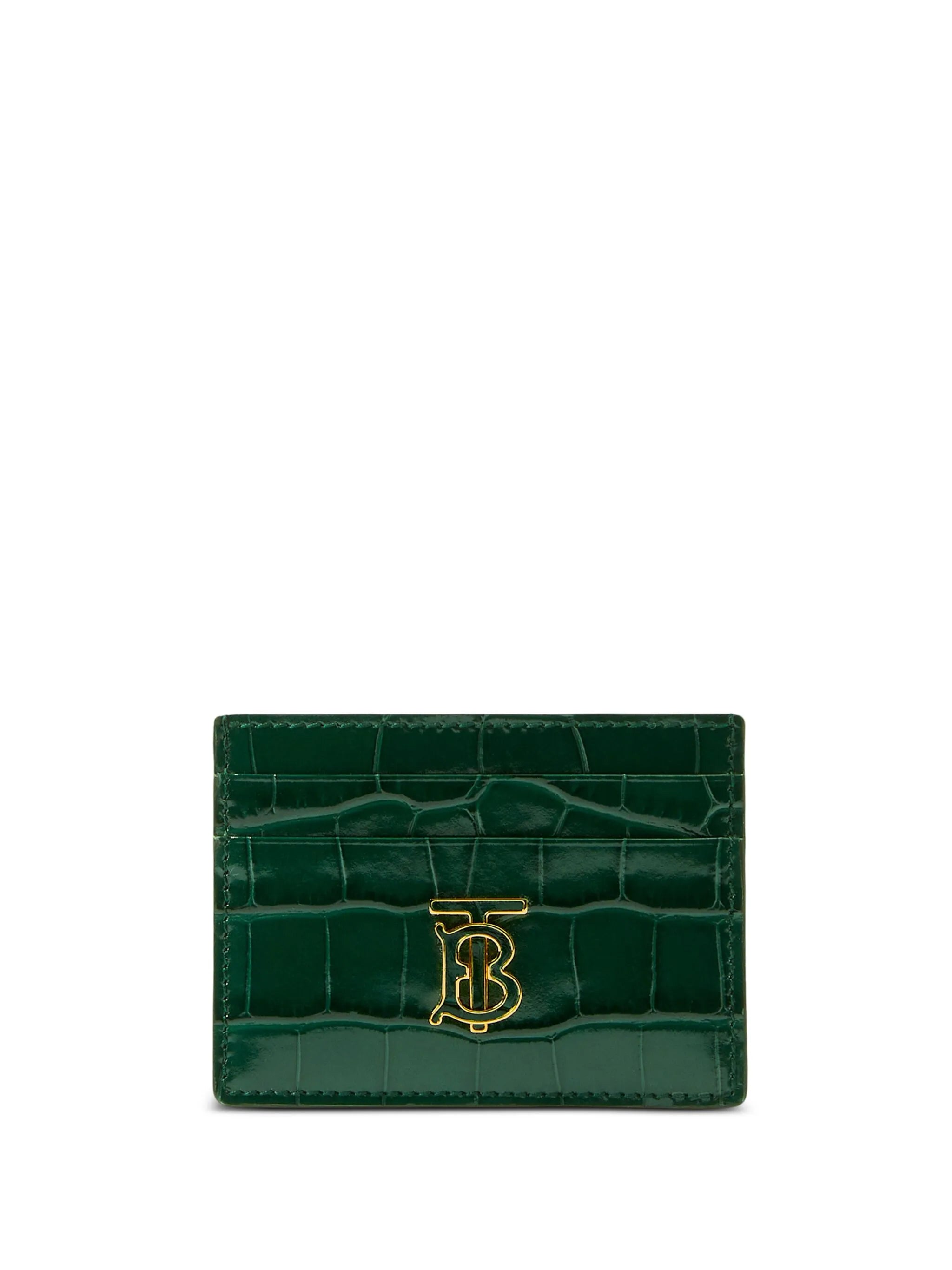 monogram-plaque crocodile-effect cardholder