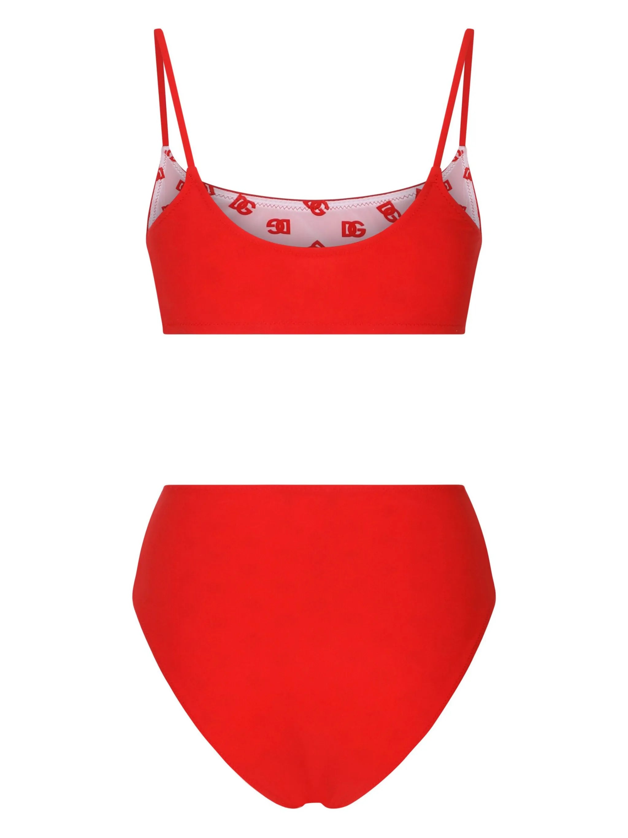 logo-plaque high-waisted bikini set