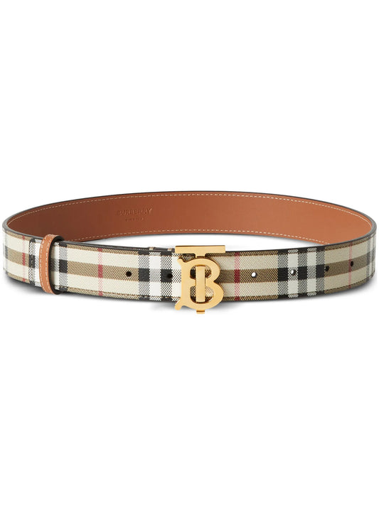 Check and Leather TB Belt
