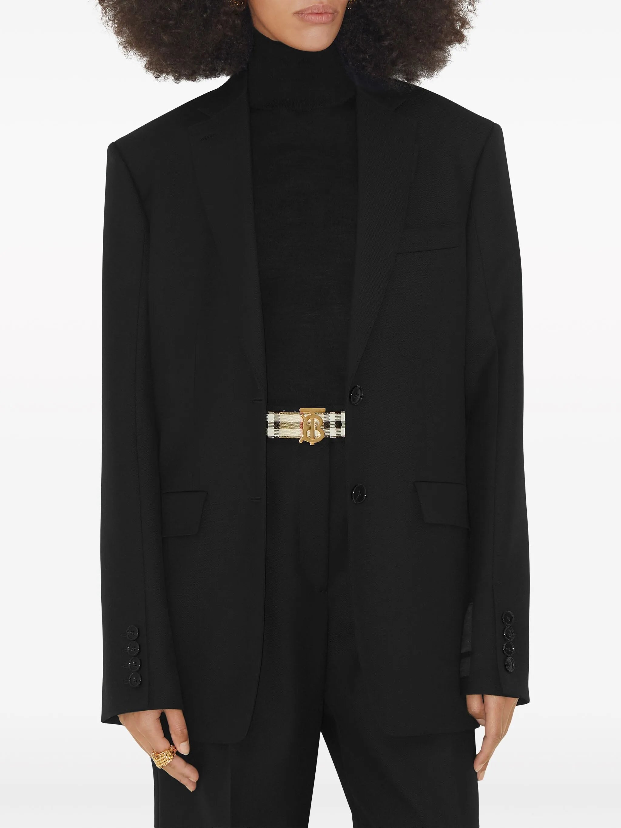 Check and Leather TB Belt