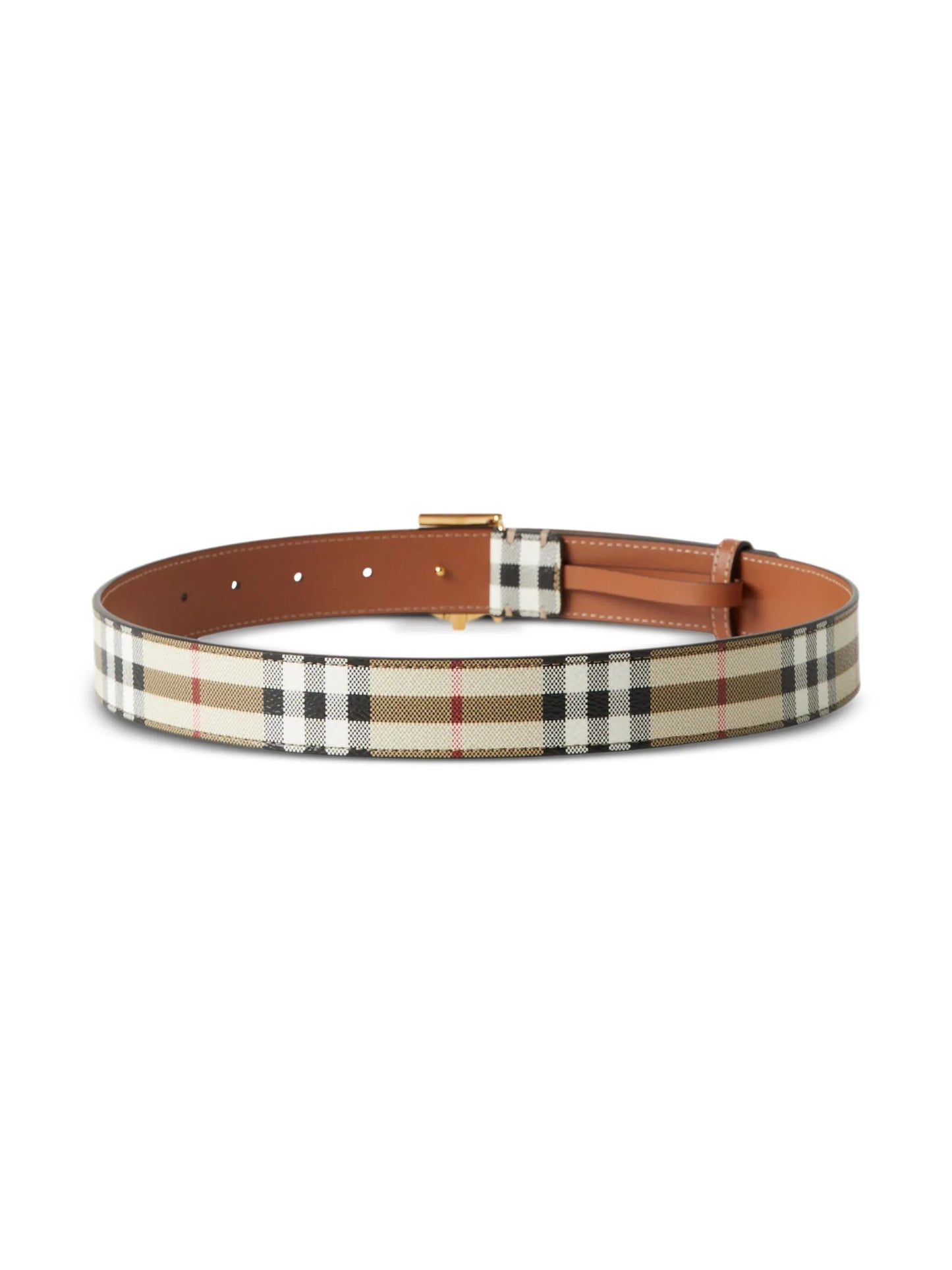 Check and Leather TB Belt