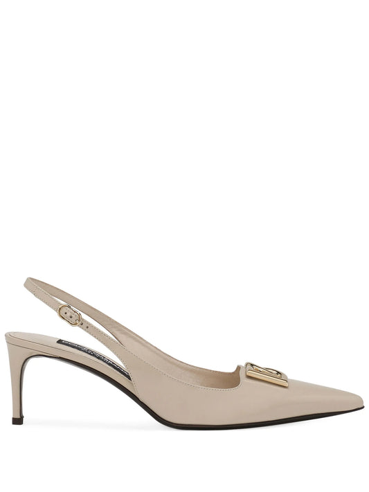 60mm logo-plaque slingback pumps